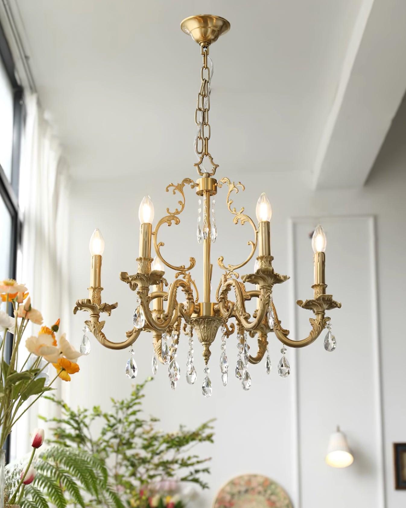 Elvion Lustre Classique en Laiton et Cristal - Neutralighting