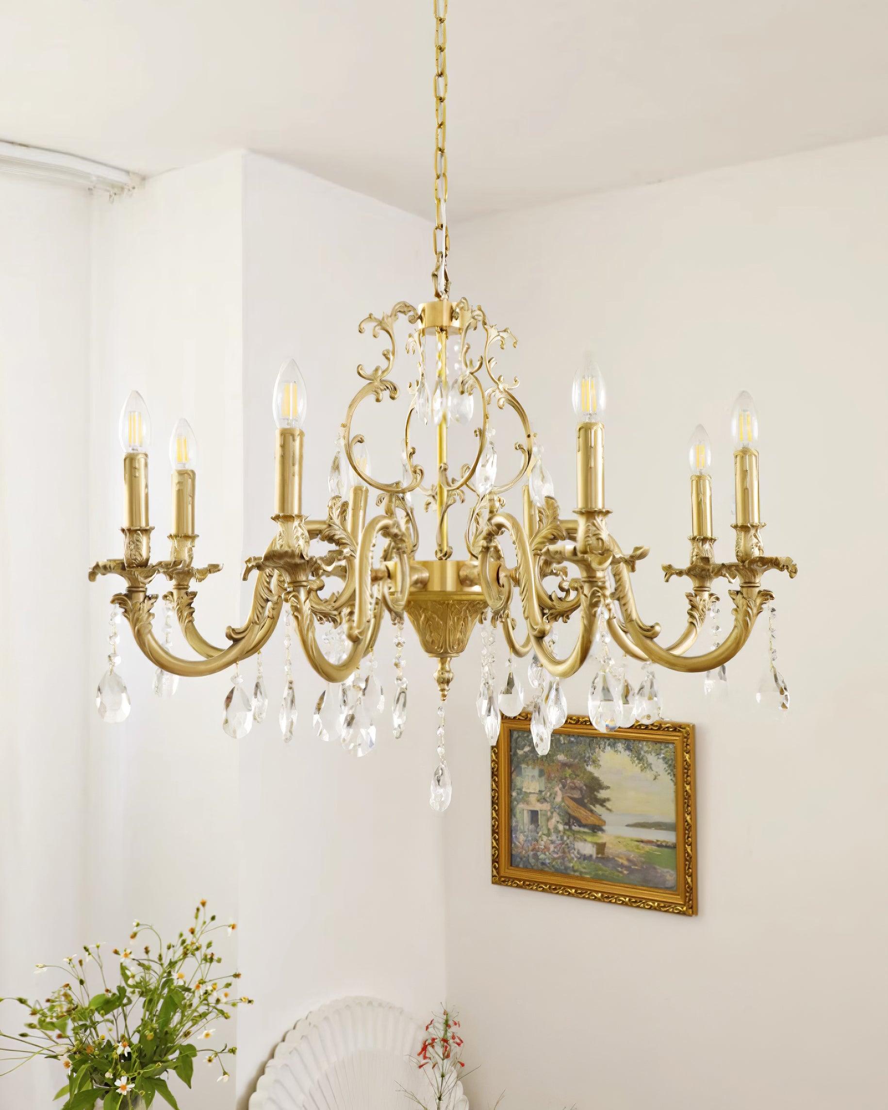 Elvion Lustre Classique en Laiton et Cristal - Neutralighting