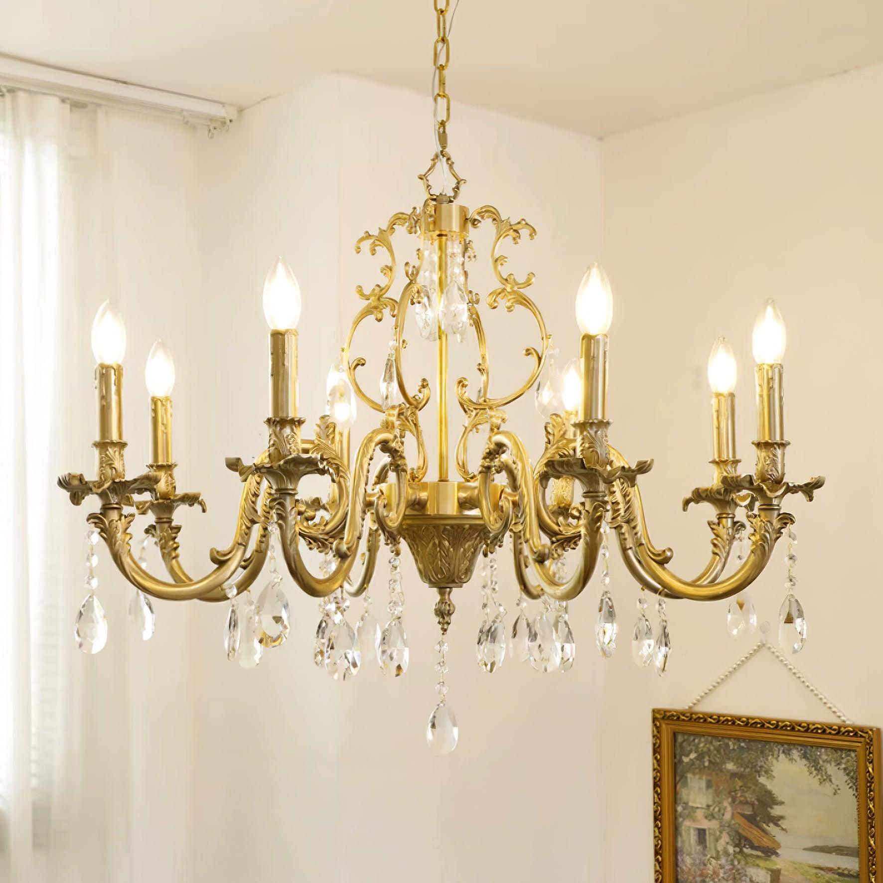 Elvion Lustre Classique en Laiton et Cristal - Neutralighting