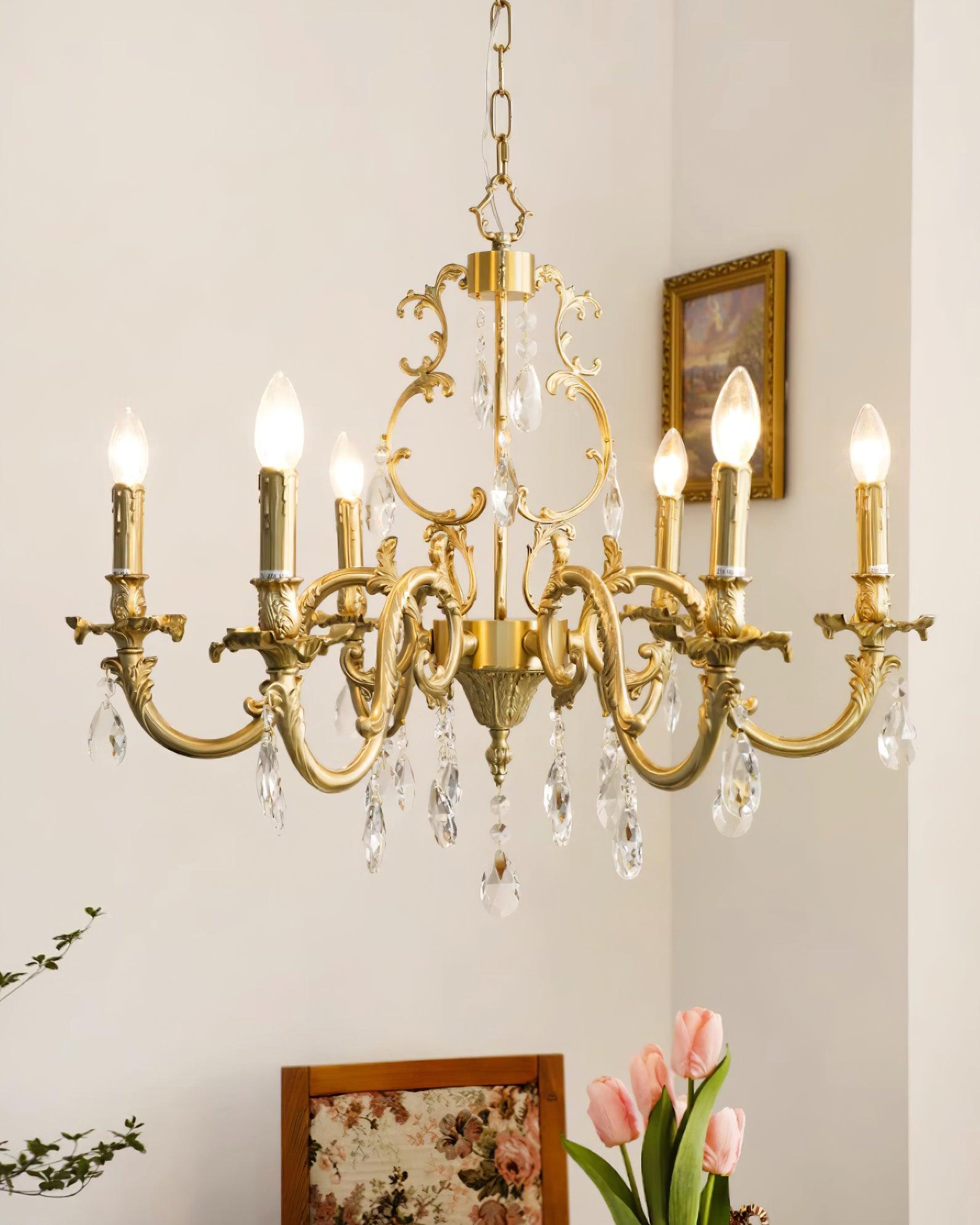 Elvion Lustre Classique en Laiton et Cristal - Neutralighting
