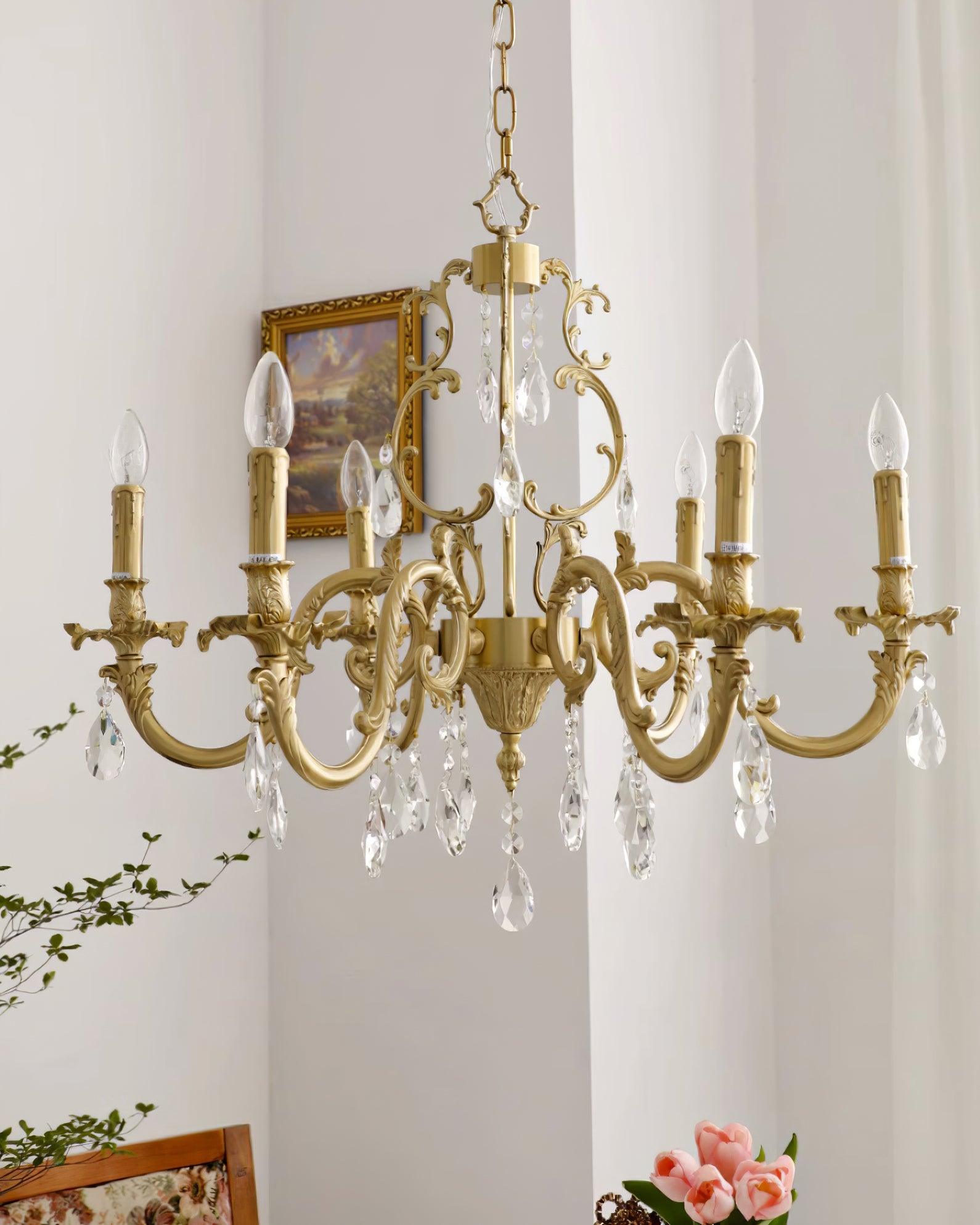 Elvion Lustre Classique en Laiton et Cristal - Neutralighting