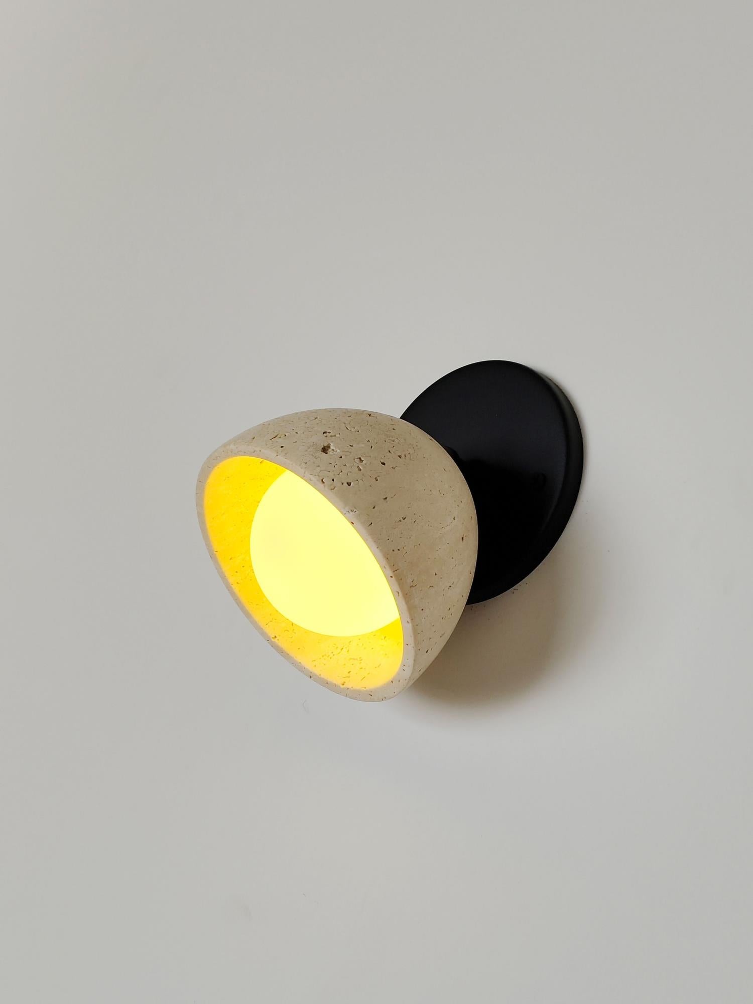 Ellorus Modern Minimalist Surface Glass Travertine Wall Lamp - Lamp Copper