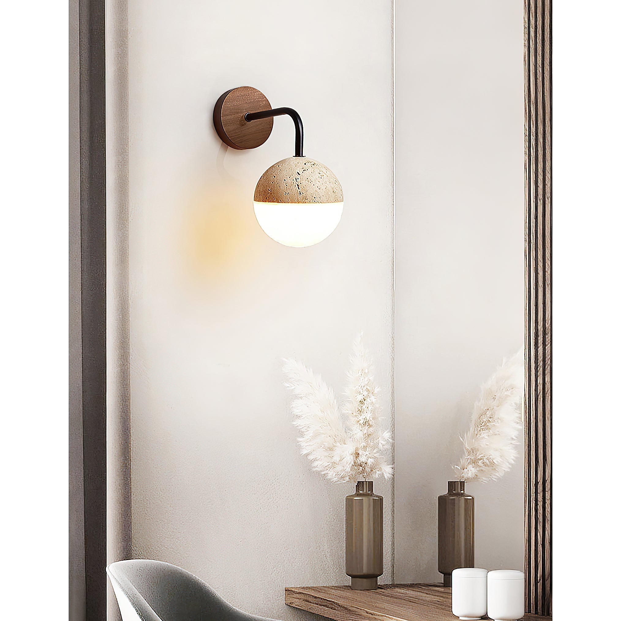Ivmarila Modern Minimalist Travertine Wall Lamp - Lamp Copper