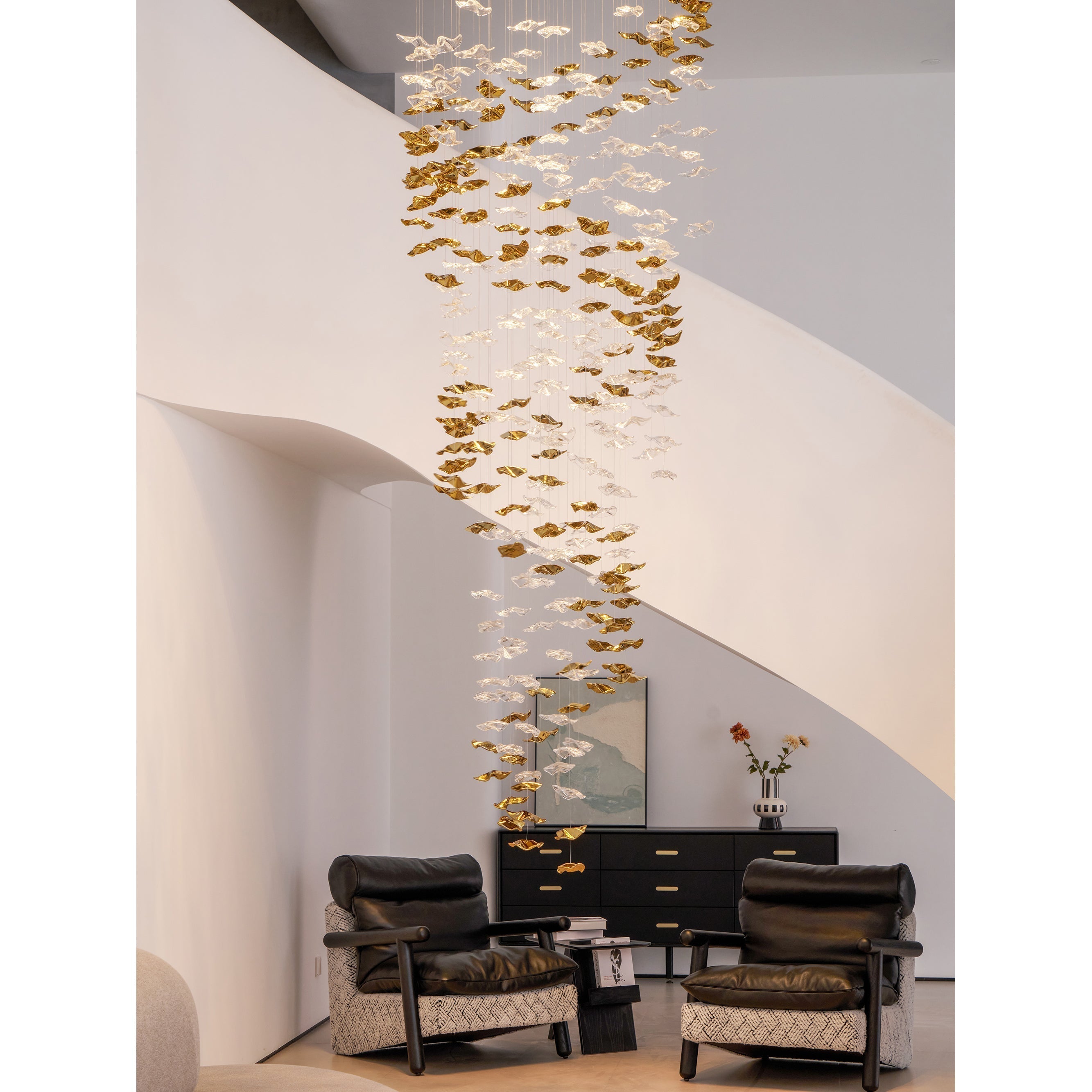 Ulphael Modern Minimalist Art Glass Chandelier - Lamp Copper