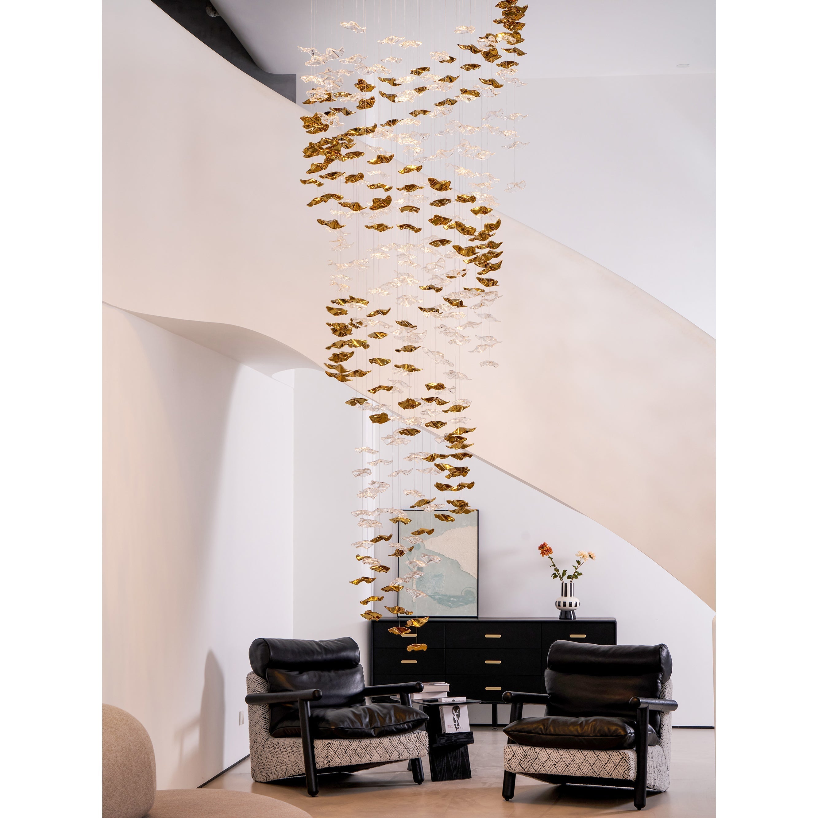 Ulphael Modern Minimalist Art Glass Chandelier - Lamp Copper