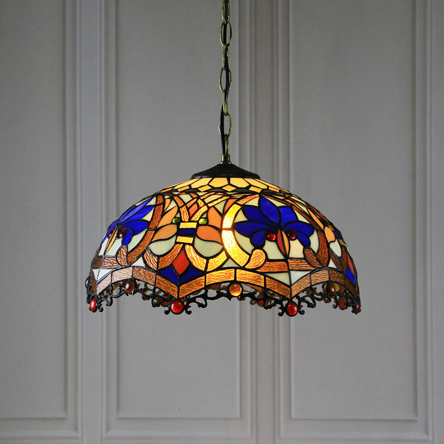 Tiffany Rustique Suspension Tachée Métal Verre Salon - Neutralighting