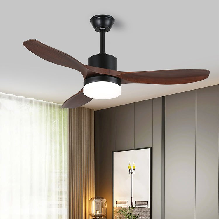 Plafonnier ventilateur Darian minimaliste en bois finition noire