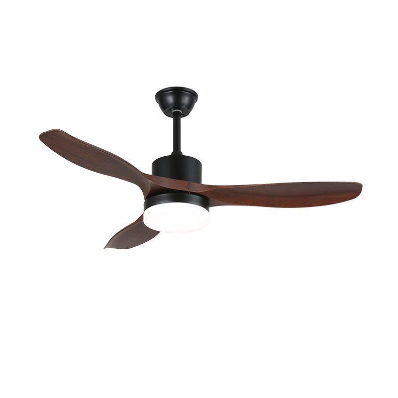Plafonnier ventilateur Darian minimaliste en bois sous un angle différent