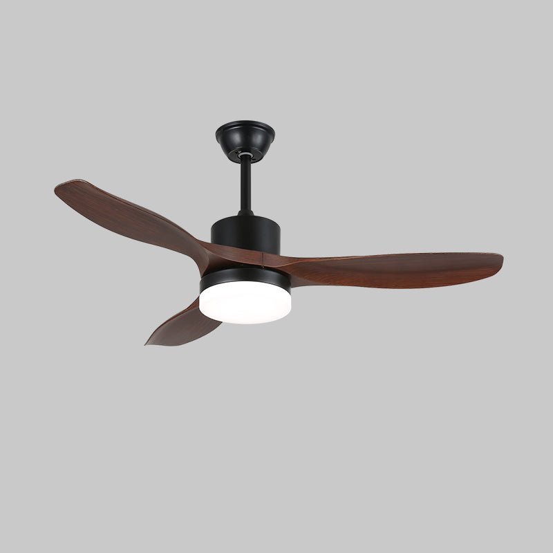 Plafonnier ventilateur Darian minimaliste en bois installé au plafond