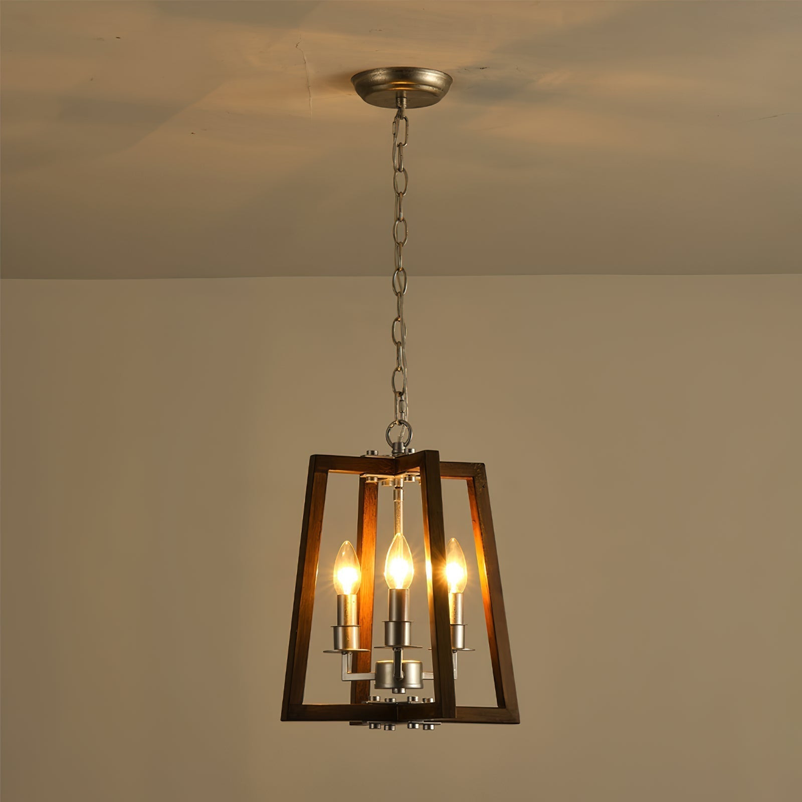 Tinsley Vintage Open Frame Wood Pendant Lamp - Lamp Copper