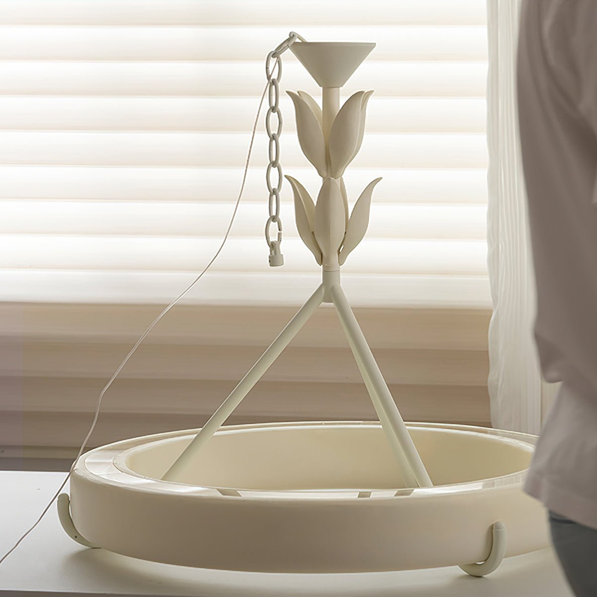 Lustra Chandelier Plâtre Blanc Forme Florale Minimaliste - Neutralighting