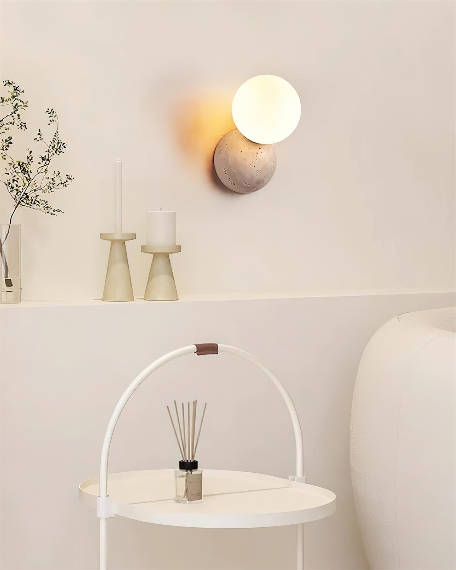 Ritta Applique Murale Travertin Design Double Sphère - Neutralighting
