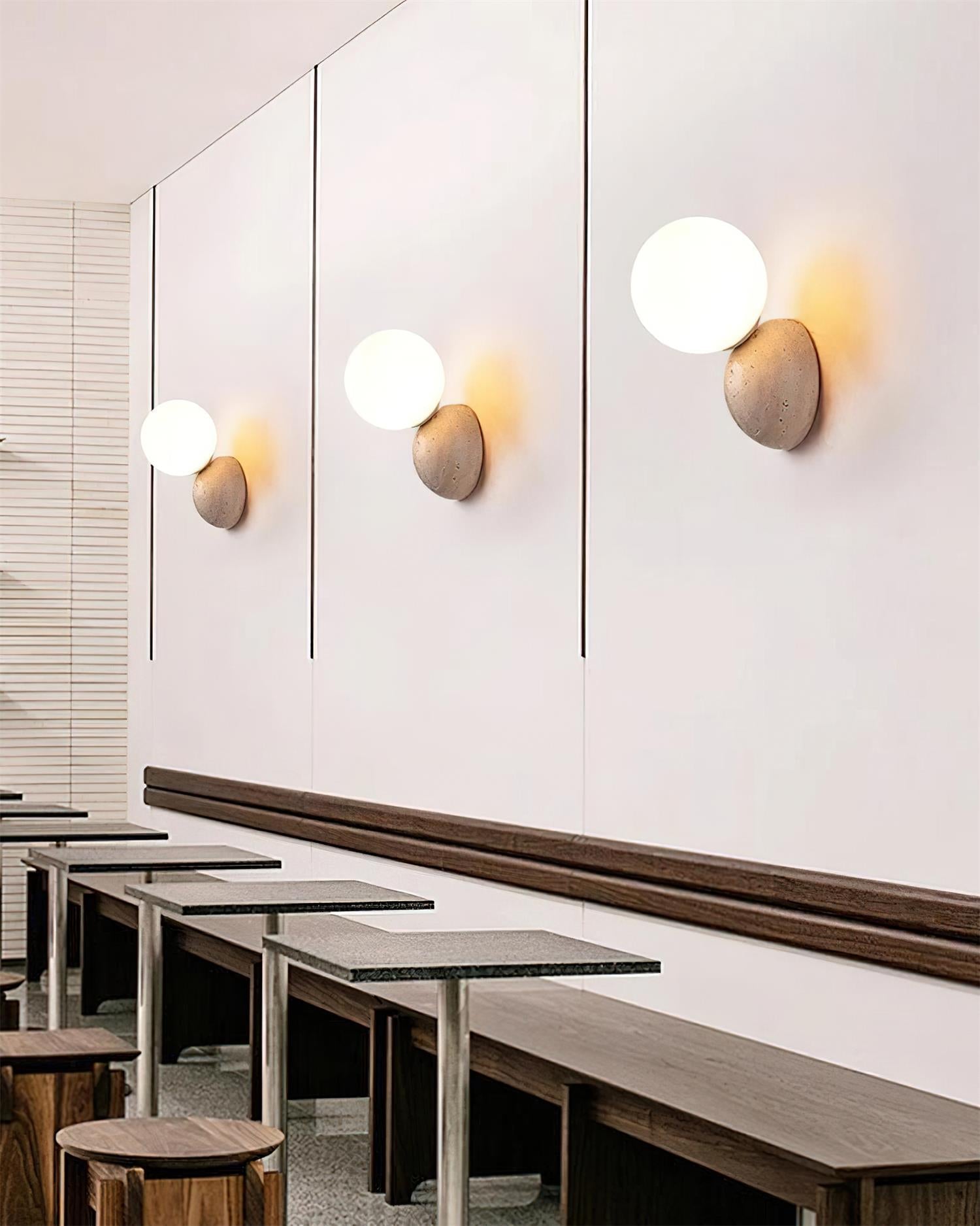 Ritta Applique Murale Travertin Design Double Sphère - Neutralighting
