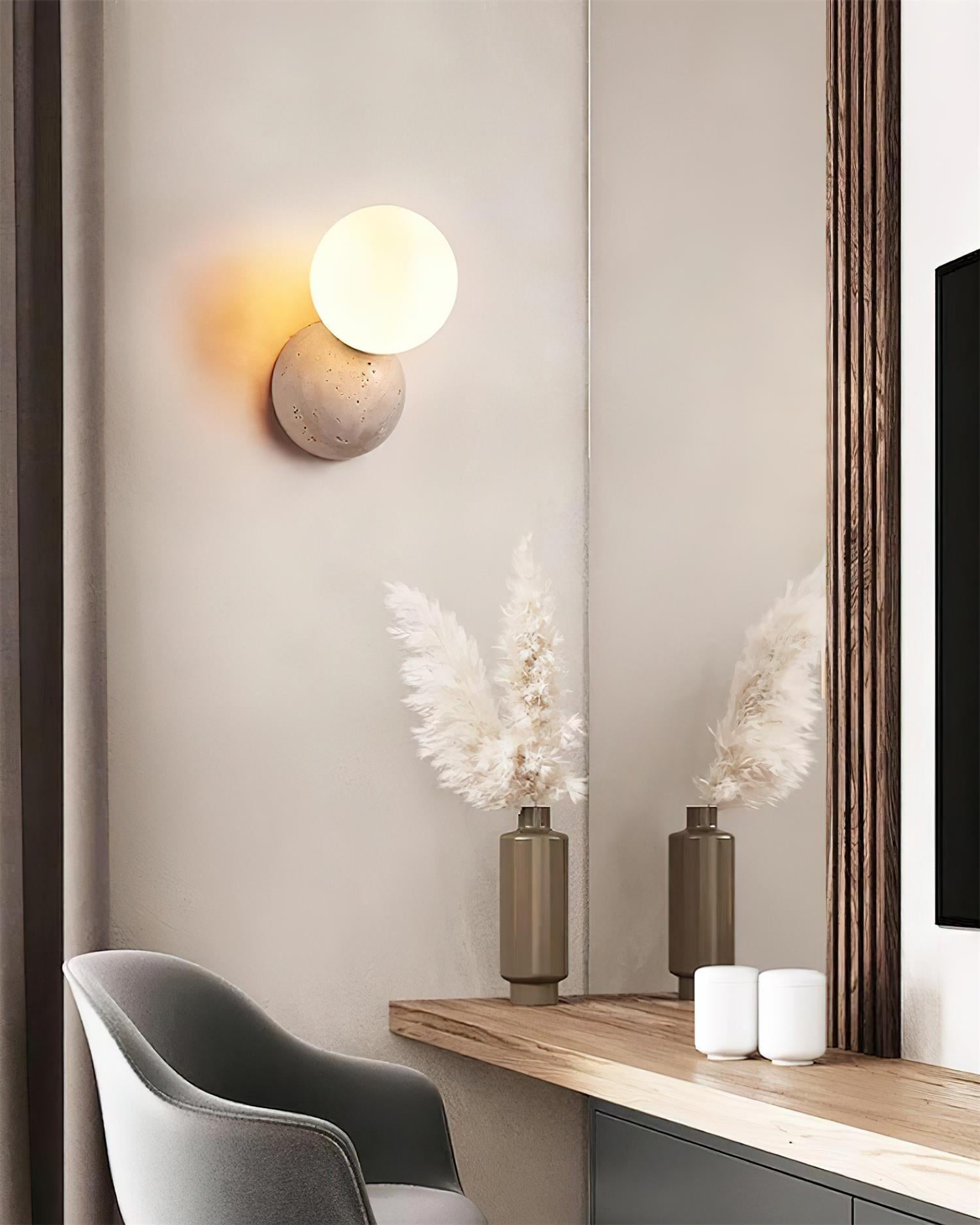 Ritta Applique Murale Travertin Design Double Sphère - Neutralighting