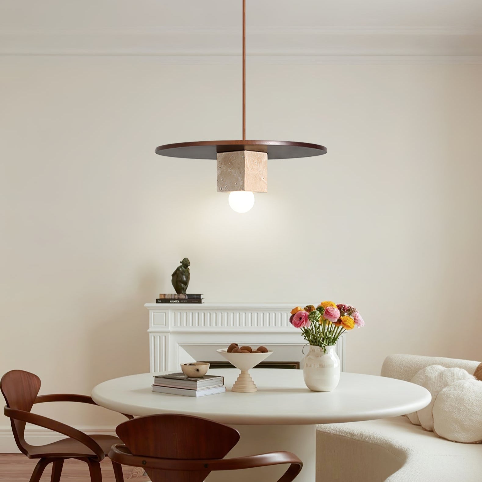 Ucariel Géométrique Travertin Pendentif Lumière - Neutralighting