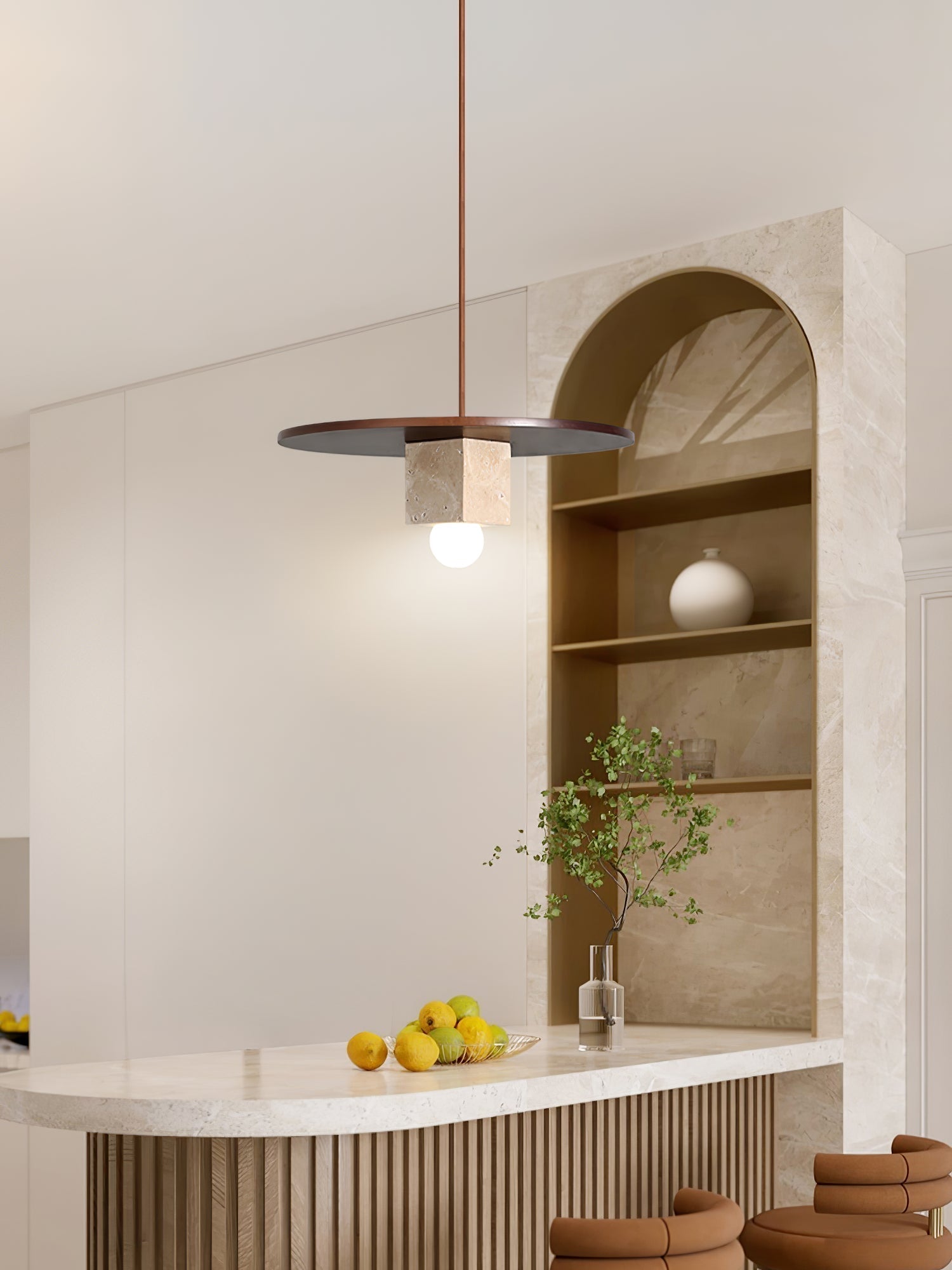 Ucariel Géométrique Travertin Pendentif Lumière - Neutralighting