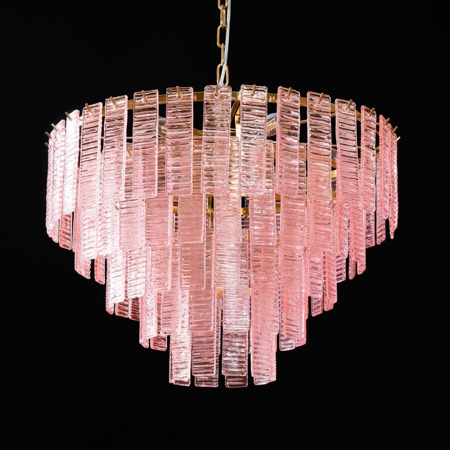 Aurora Chandelier Pink Murano Glass Layered Vintage Luxury - Letslighting