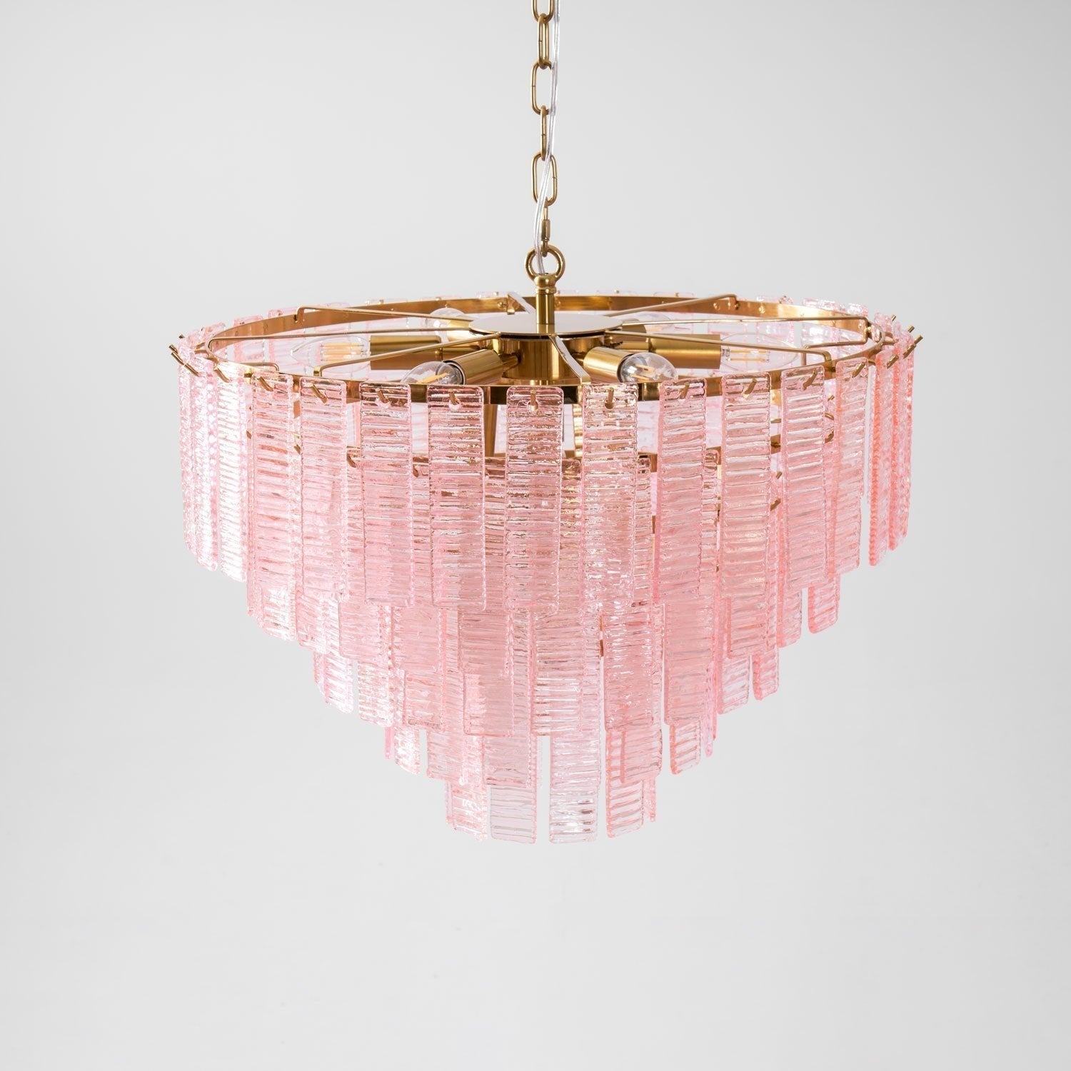 Aurora Chandelier Pink Murano Glass Layered Vintage Luxury - Letslighting
