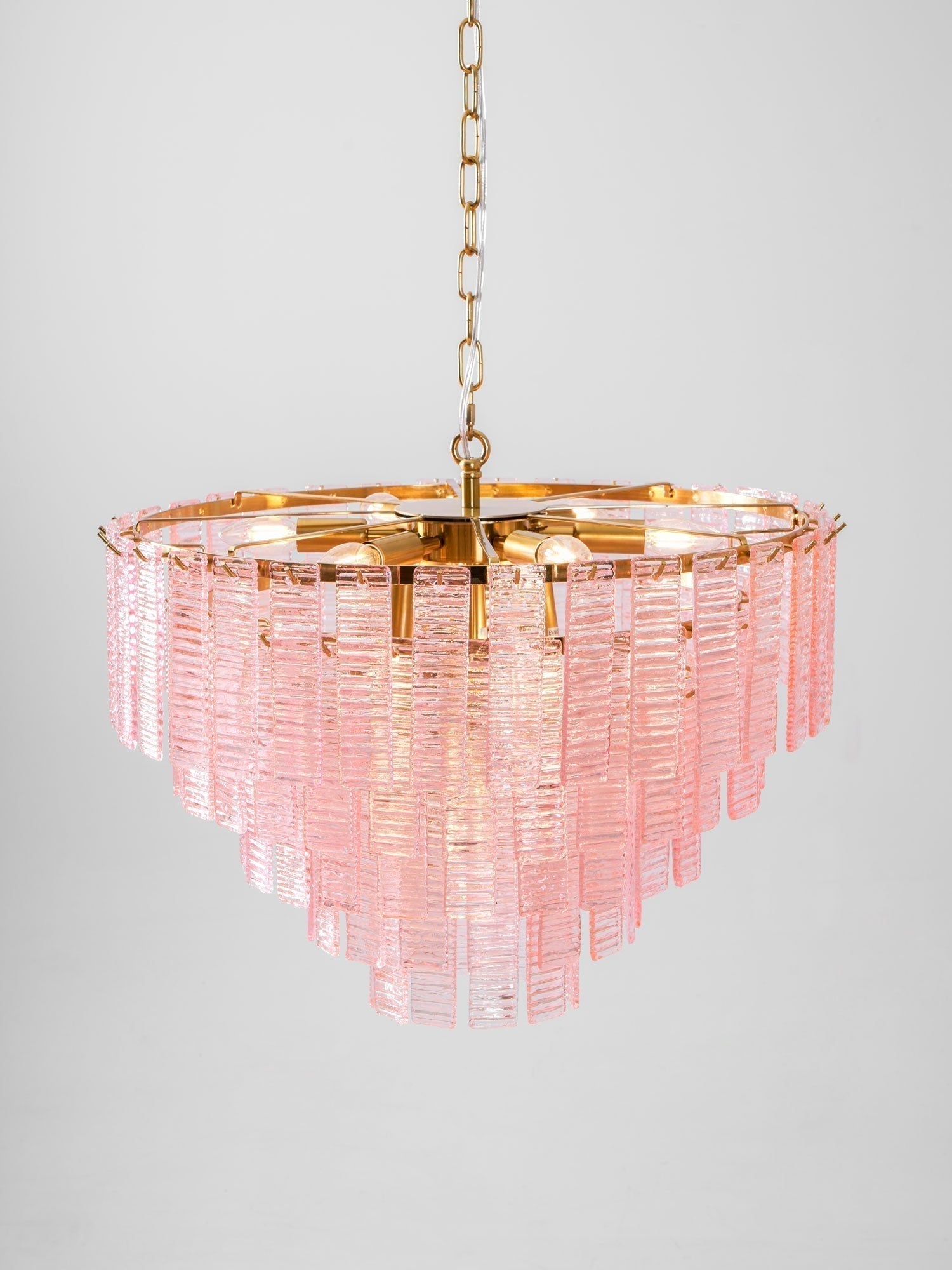 Aurora Chandelier Pink Murano Glass Layered Vintage Luxury - Letslighting