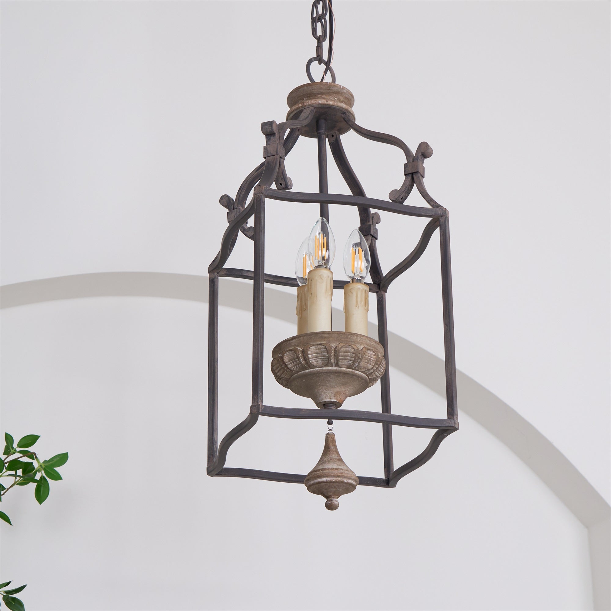 Alirora Traditional Birdcage Hand-carved wooden Chandelier - Lamp Copper