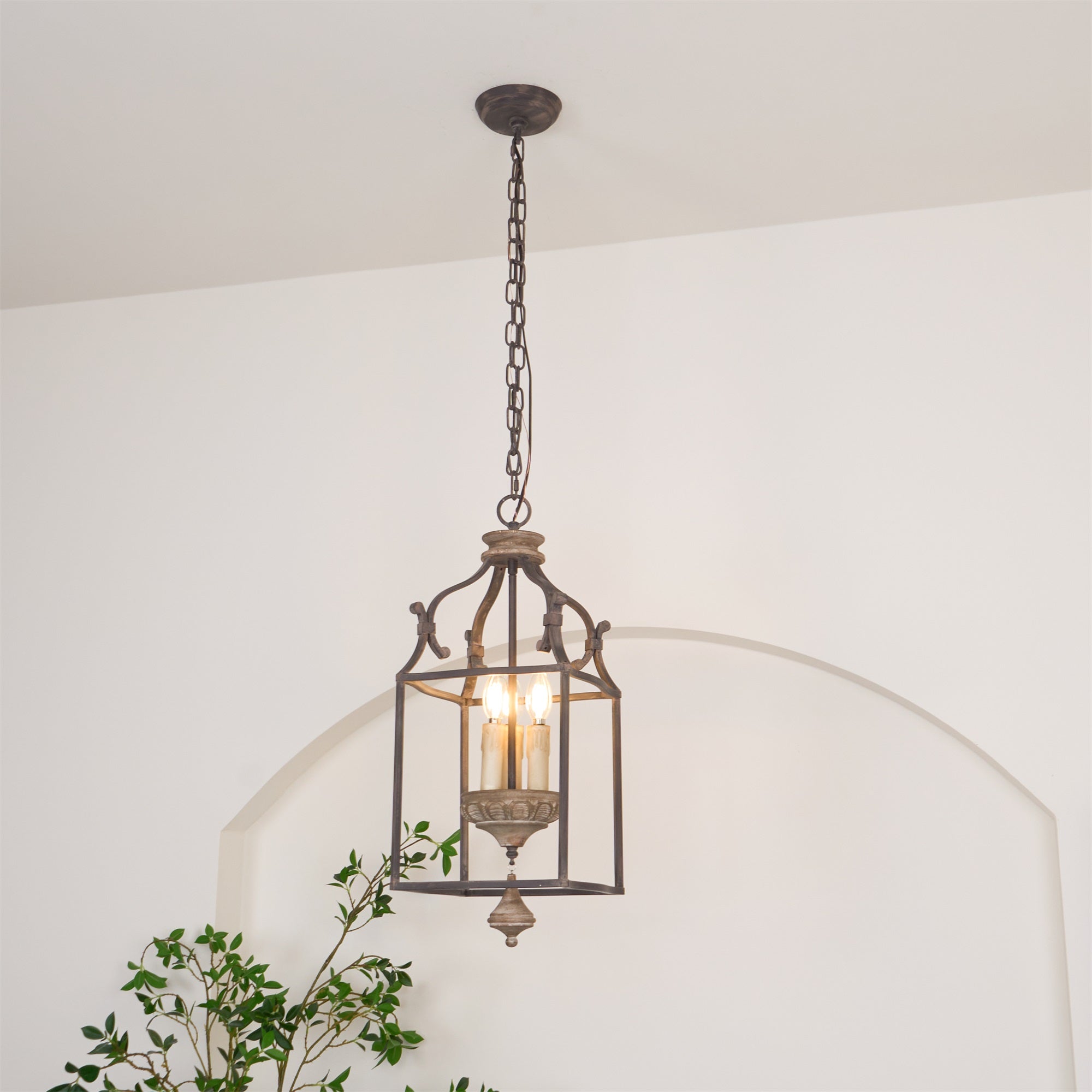 Alirora Traditional Birdcage Hand-carved wooden Chandelier - Lamp Copper