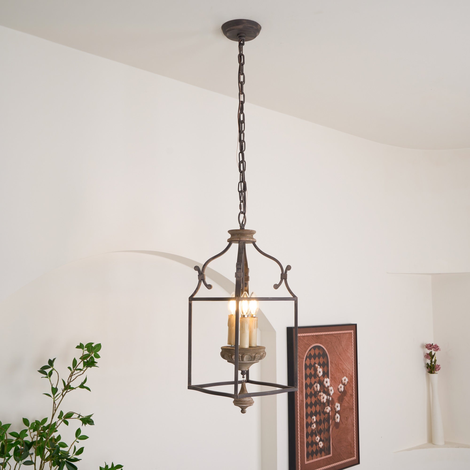 Alirora Traditional Birdcage Hand-carved wooden Chandelier - Lamp Copper