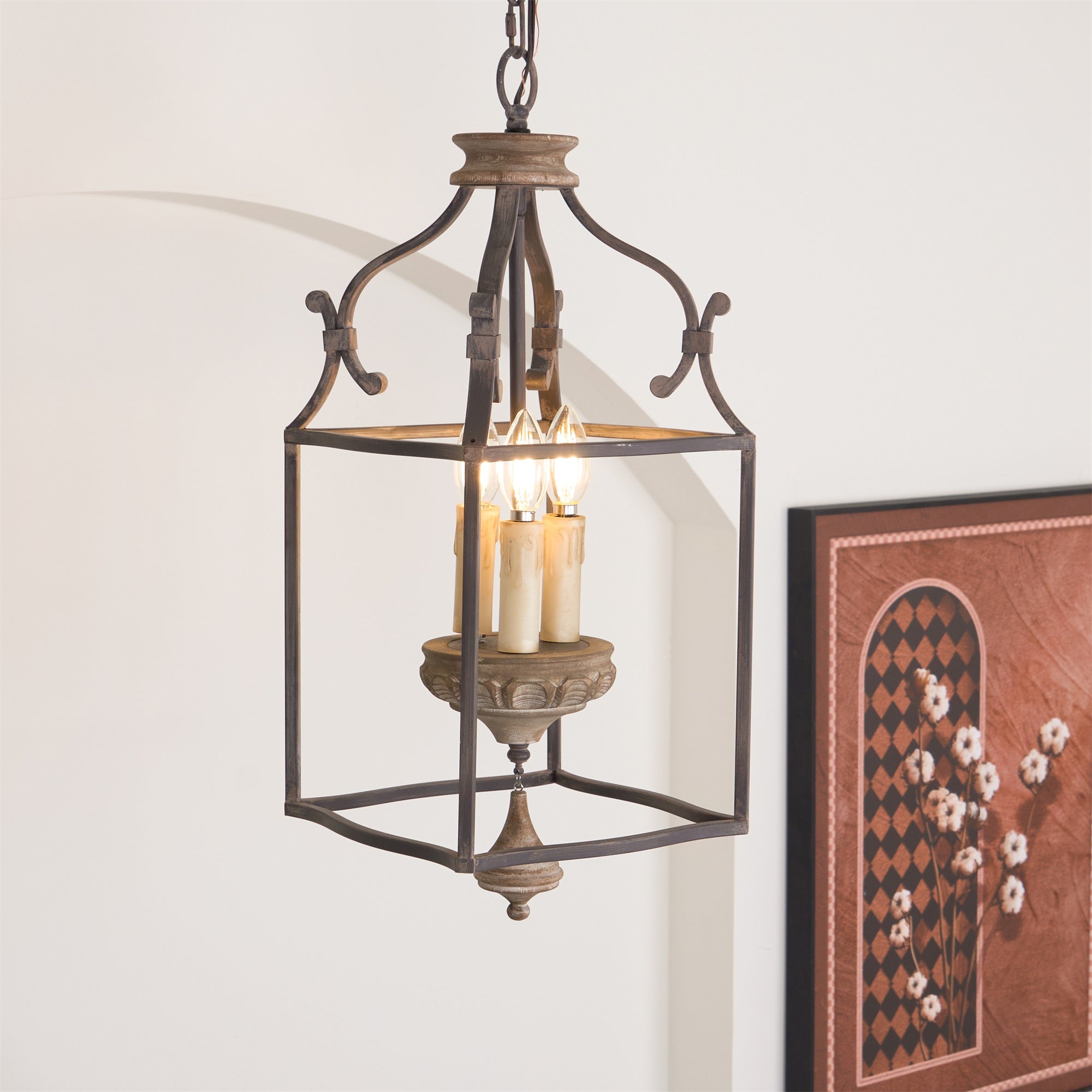 Alirora Traditional Birdcage Hand-carved wooden Chandelier - Lamp Copper