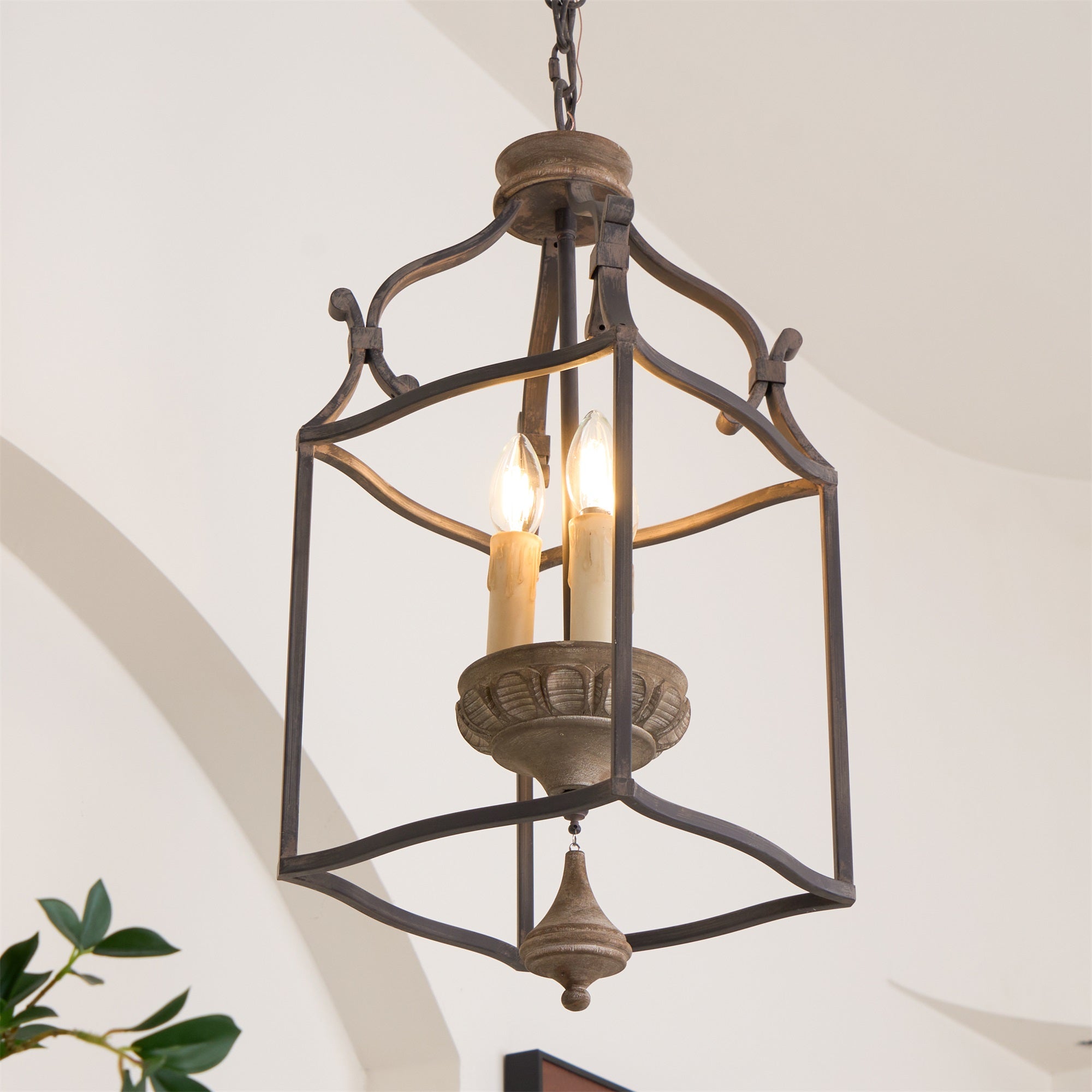 Alirora Traditional Birdcage Hand-carved wooden Chandelier - Lamp Copper