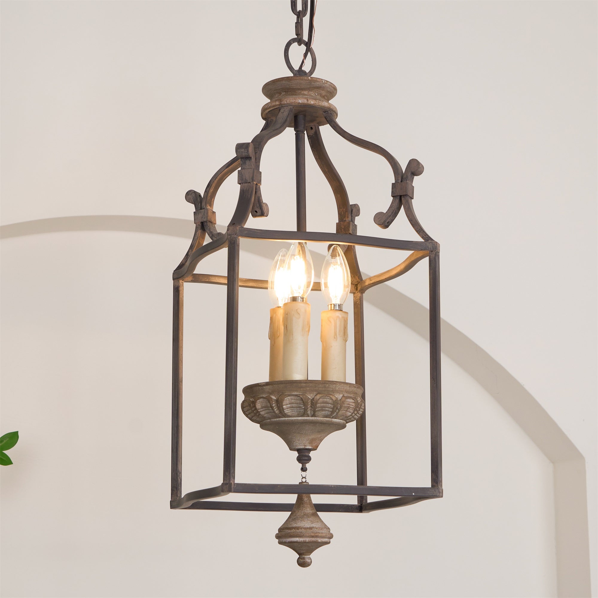 Alirora Traditional Birdcage Hand-carved wooden Chandelier - Lamp Copper