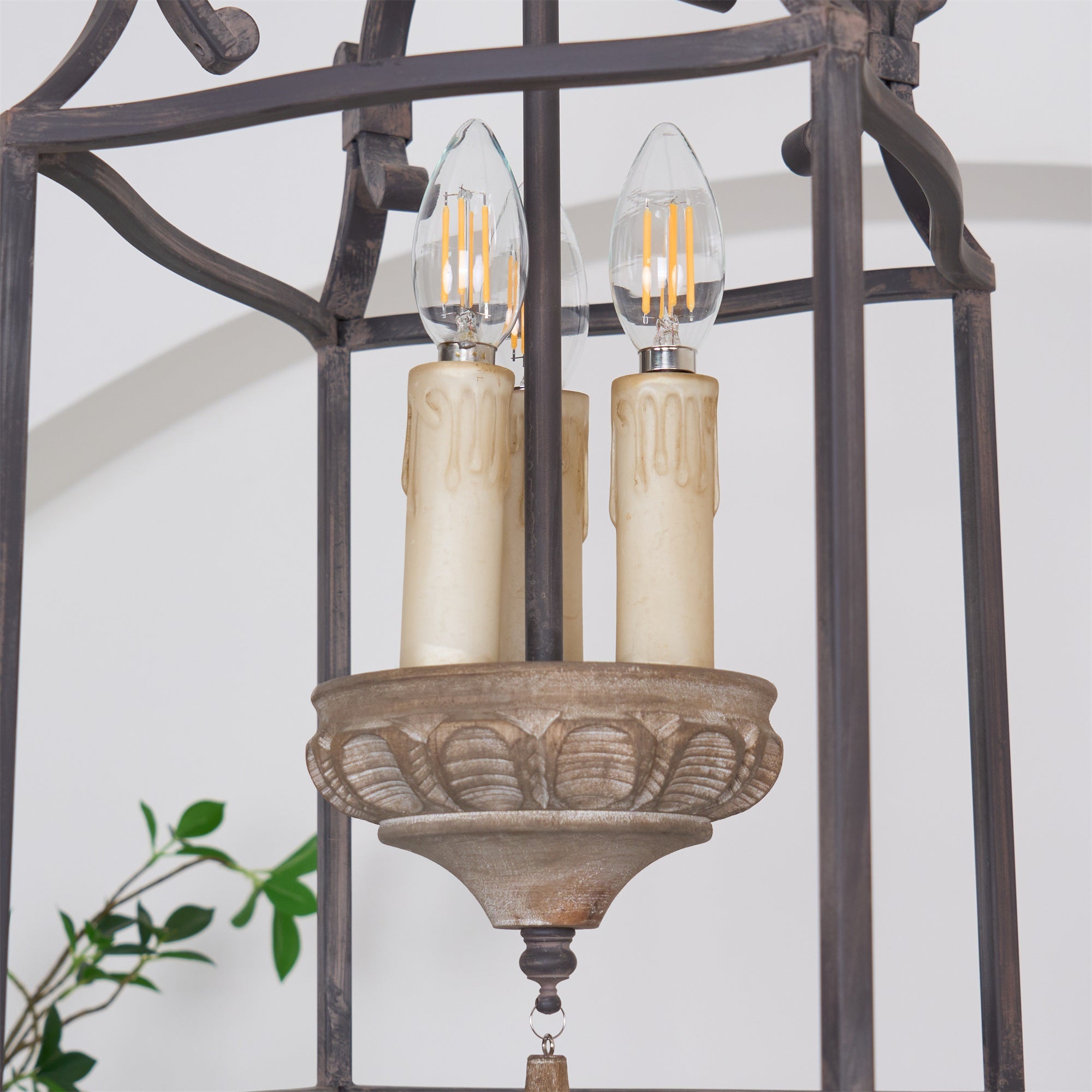 Alirora Traditional Birdcage Hand-carved wooden Chandelier - Lamp Copper