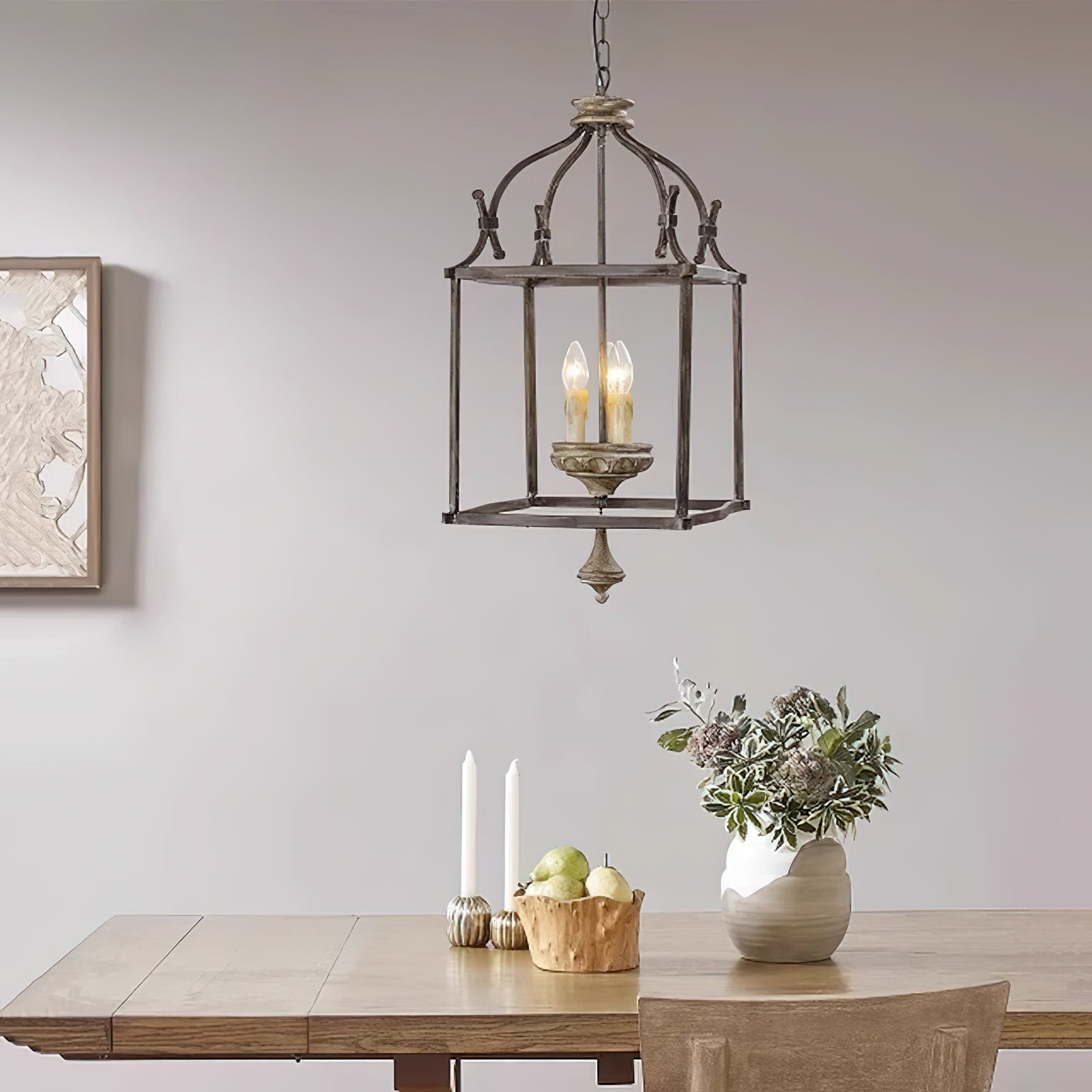 Alirora Traditional Birdcage Hand-carved wooden Chandelier - Lamp Copper