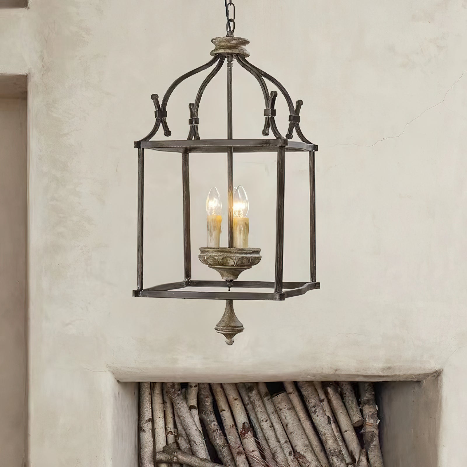 Alirora Traditional Birdcage Hand-carved wooden Chandelier - Lamp Copper