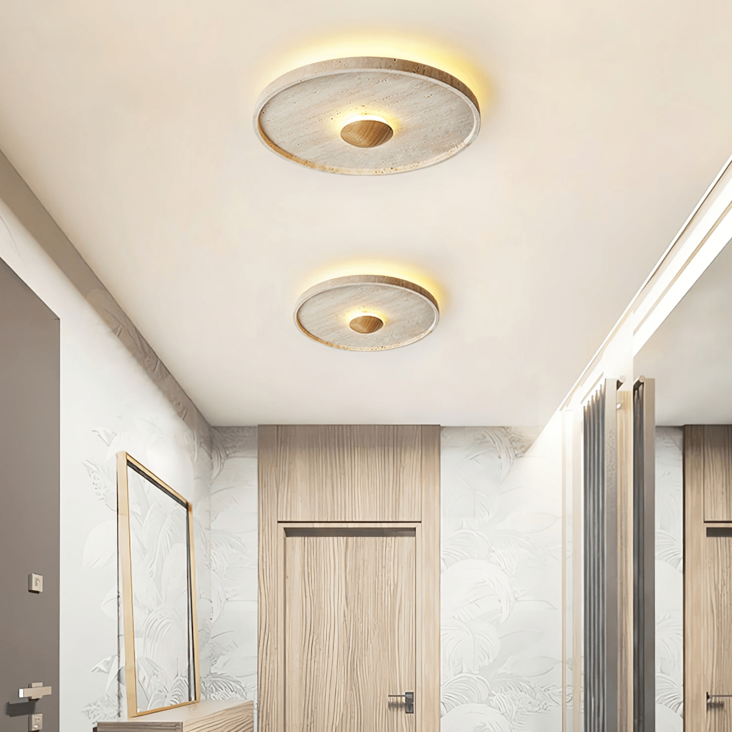 Lumiround Plafonnier Disque Incrusté en Travertin - Neutralighting