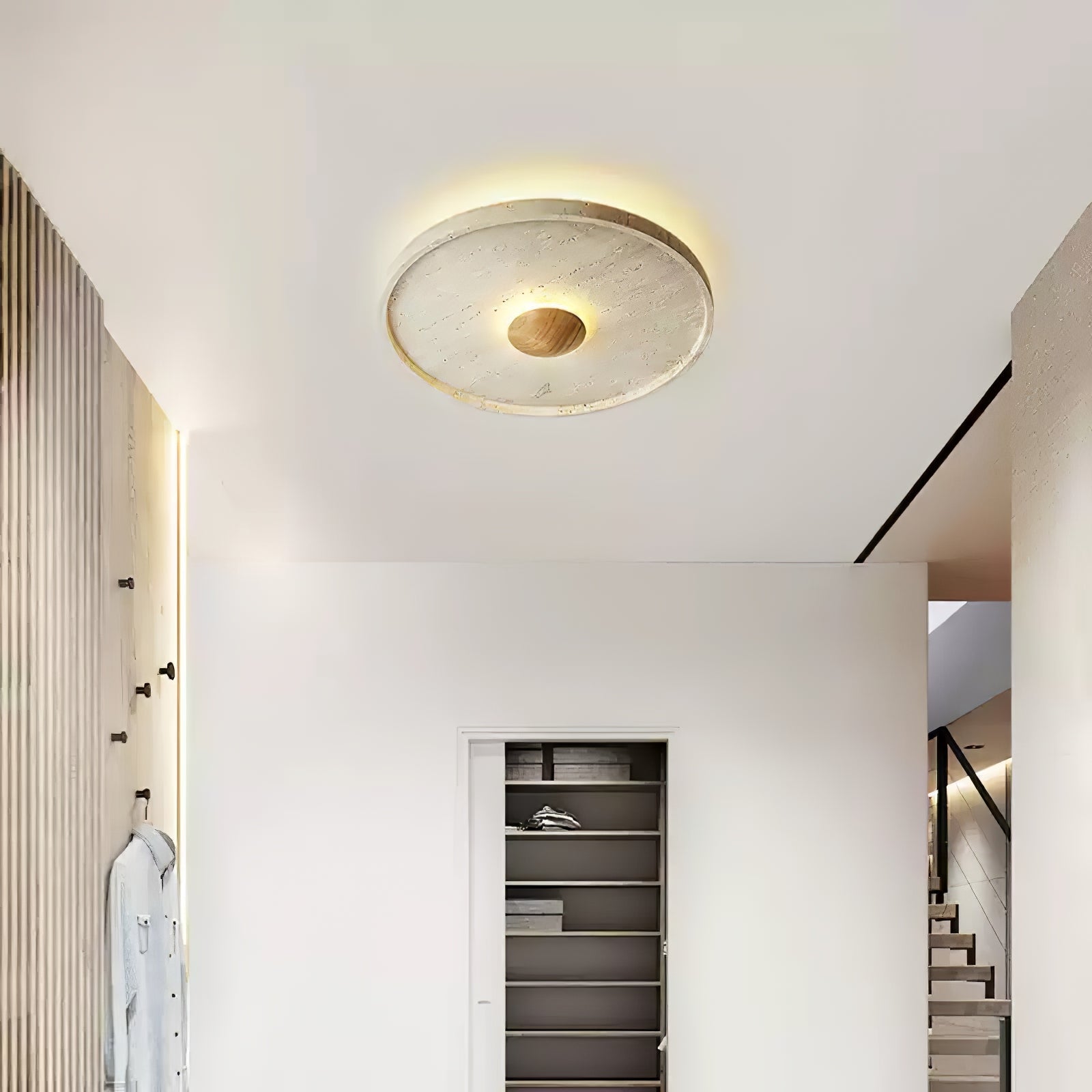 Lumiround Plafonnier Disque Incrusté en Travertin - Neutralighting