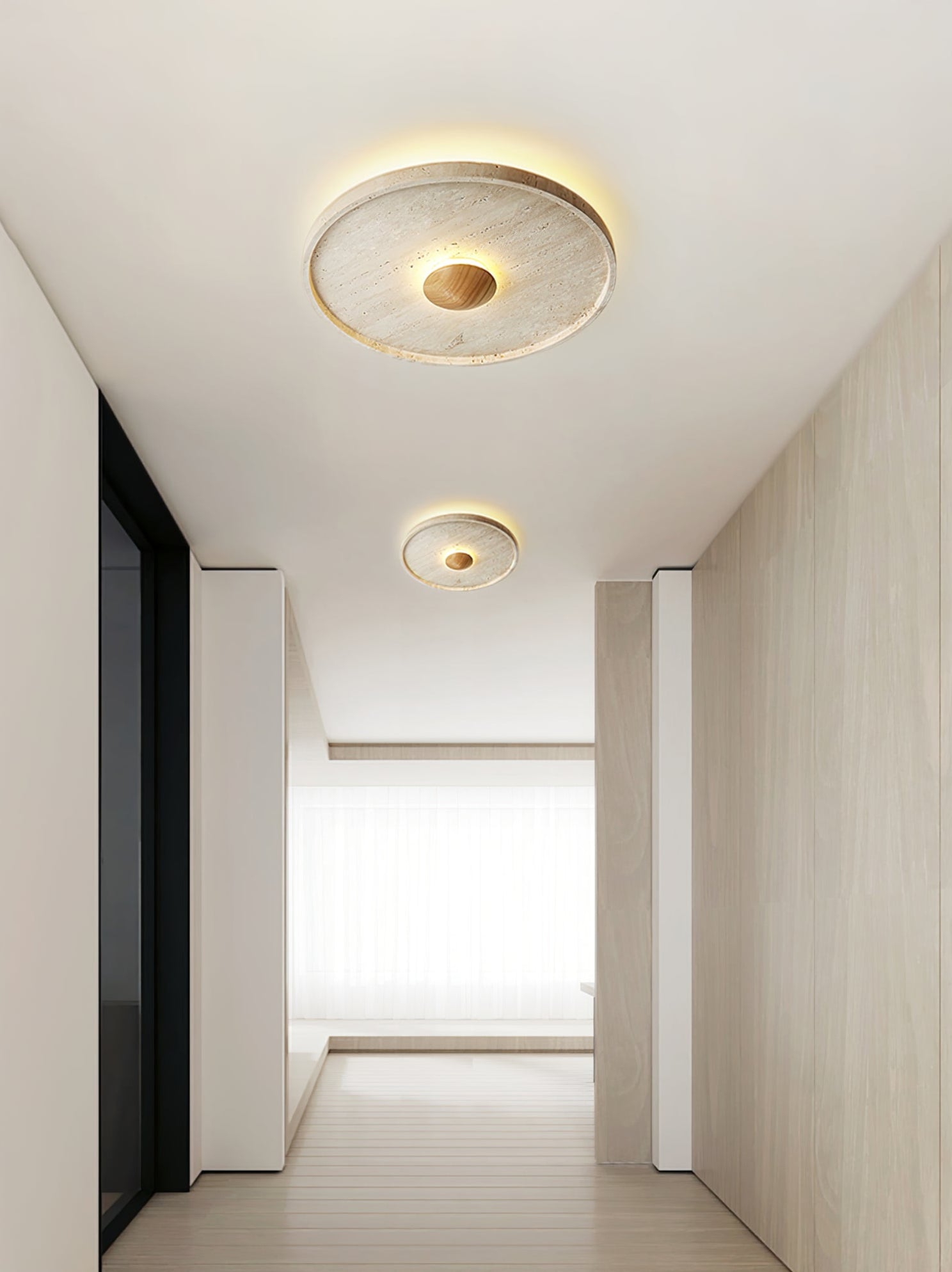 Lumiround Plafonnier Disque Incrusté en Travertin - Neutralighting