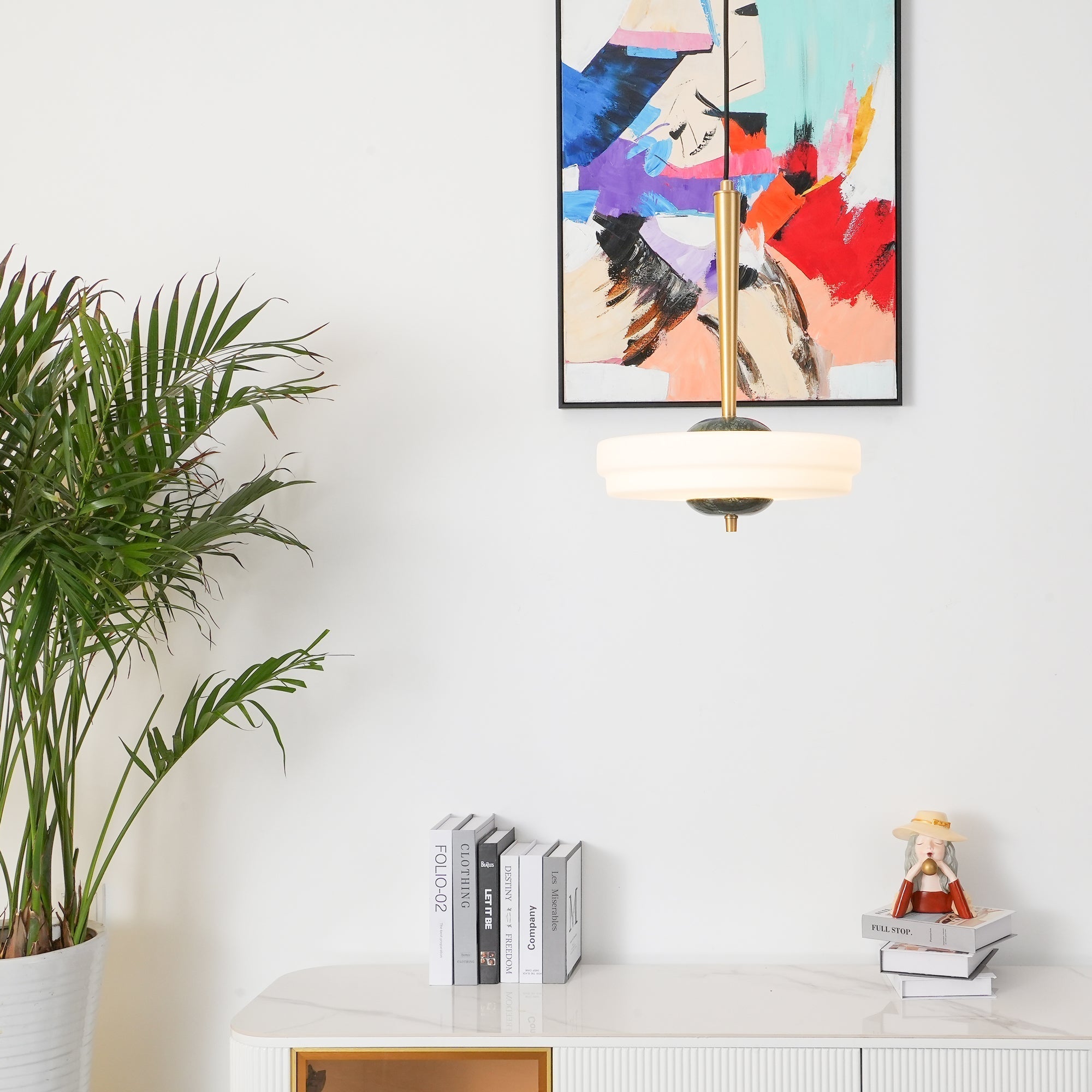 Ithaara Modern Minimalist Trave Alabaster Pendant Lamp - Lamp Copper