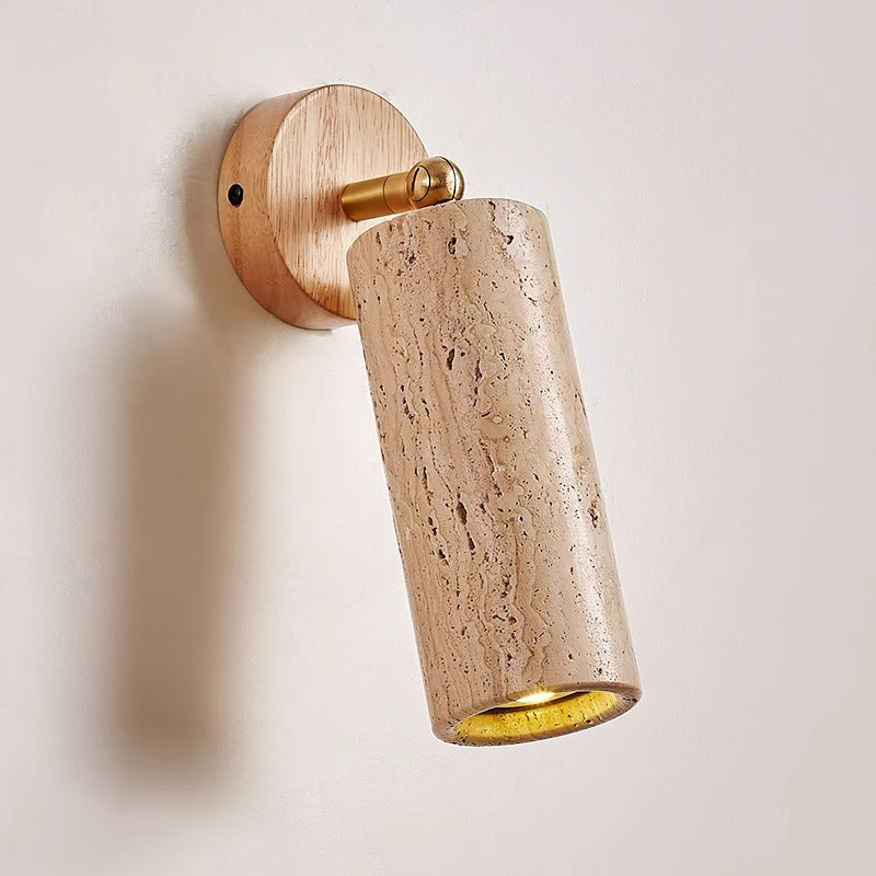 Arvararae Modern Minimalist Wooden Travertine Wall Lamp - Lamp Copper