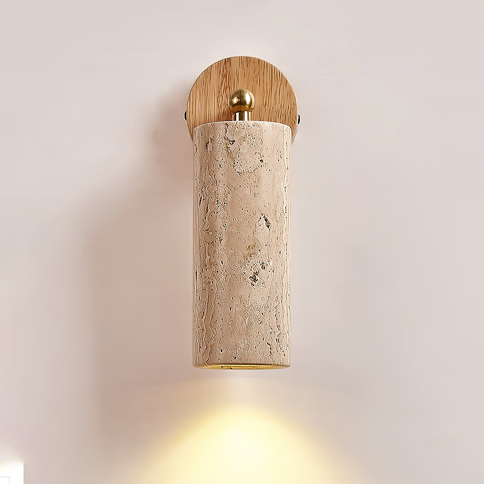 Arvararae Modern Minimalist Wooden Travertine Wall Lamp - Lamp Copper