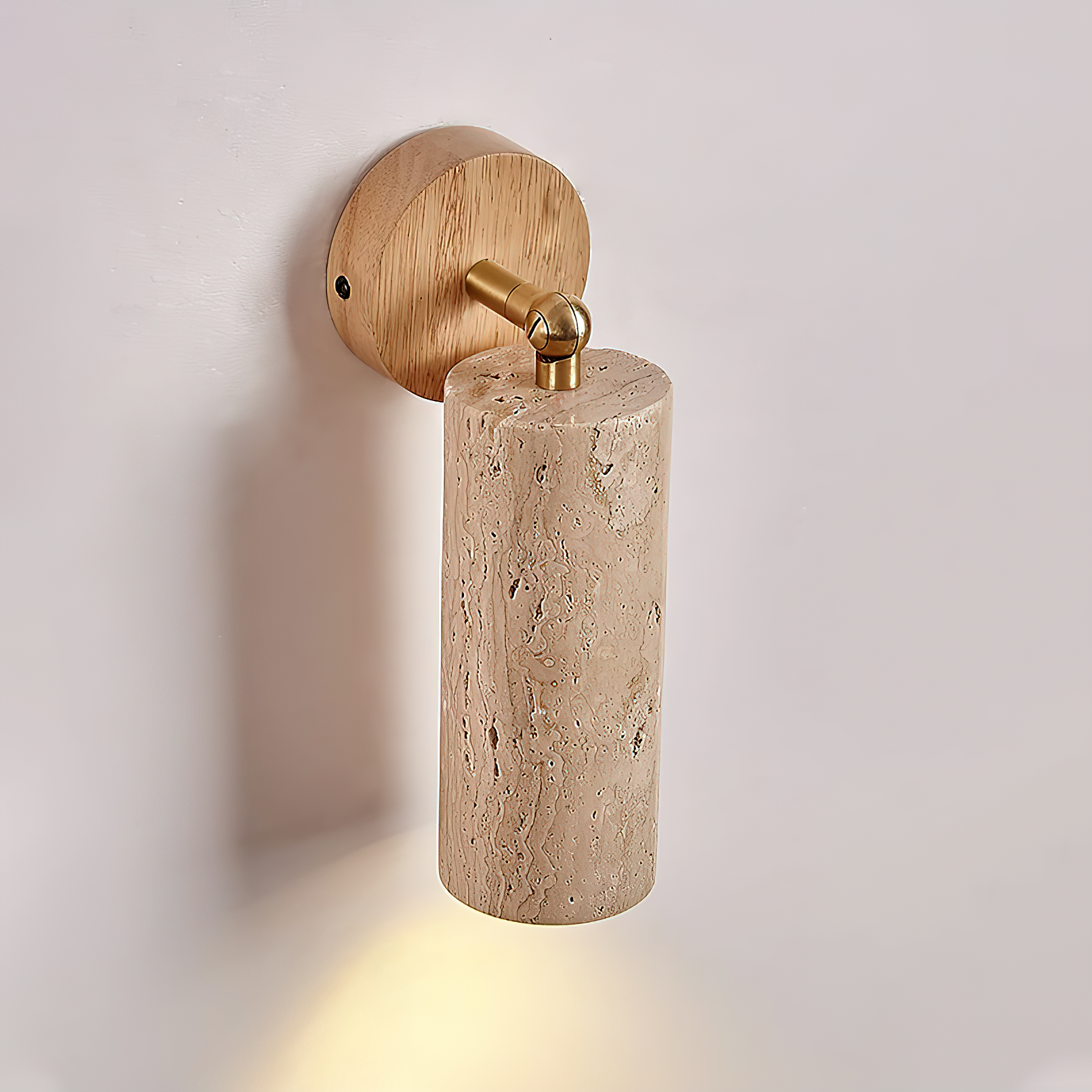 Arvararae Modern Minimalist Wooden Travertine Wall Lamp - Lamp Copper