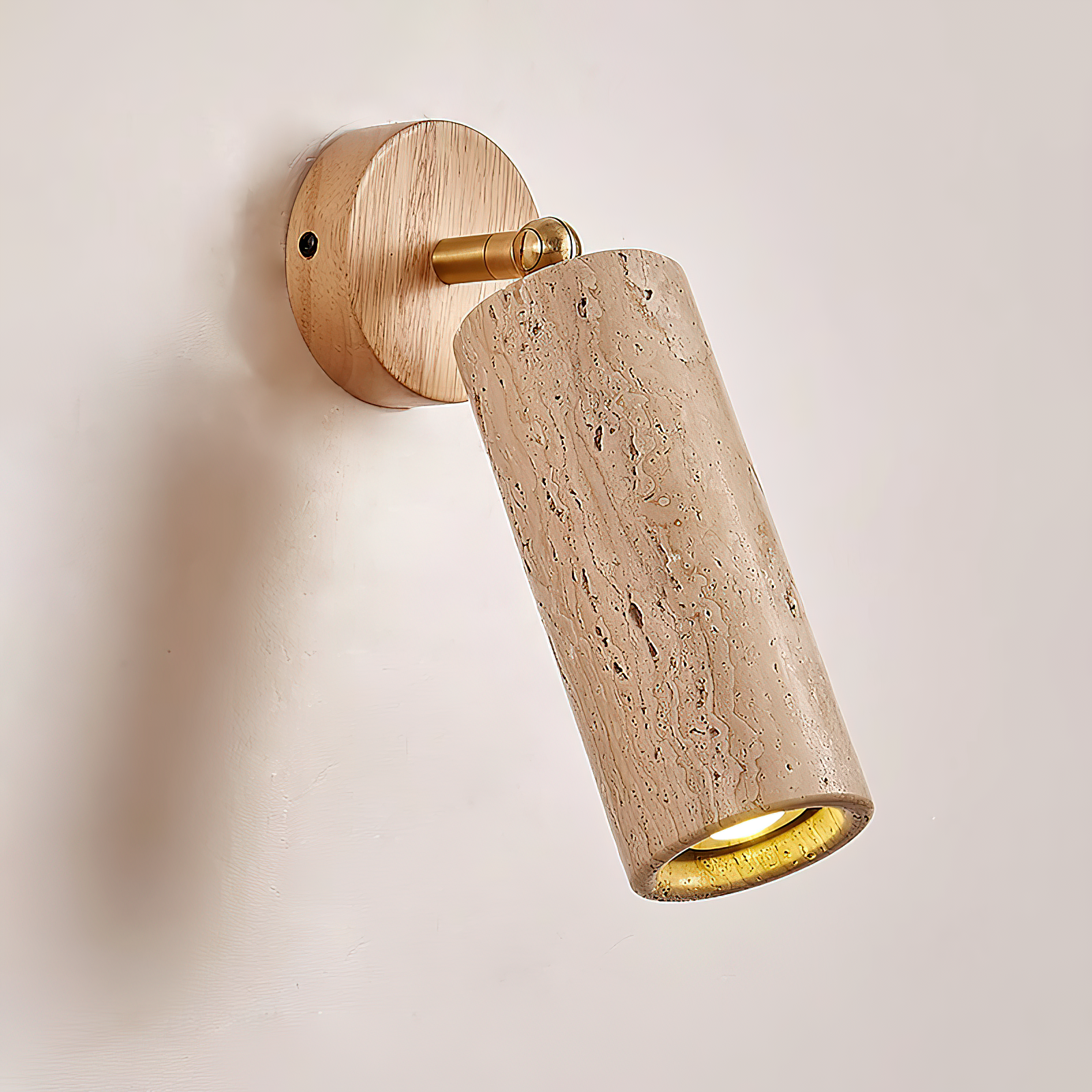 Arvararae Modern Minimalist Wooden Travertine Wall Lamp - Lamp Copper