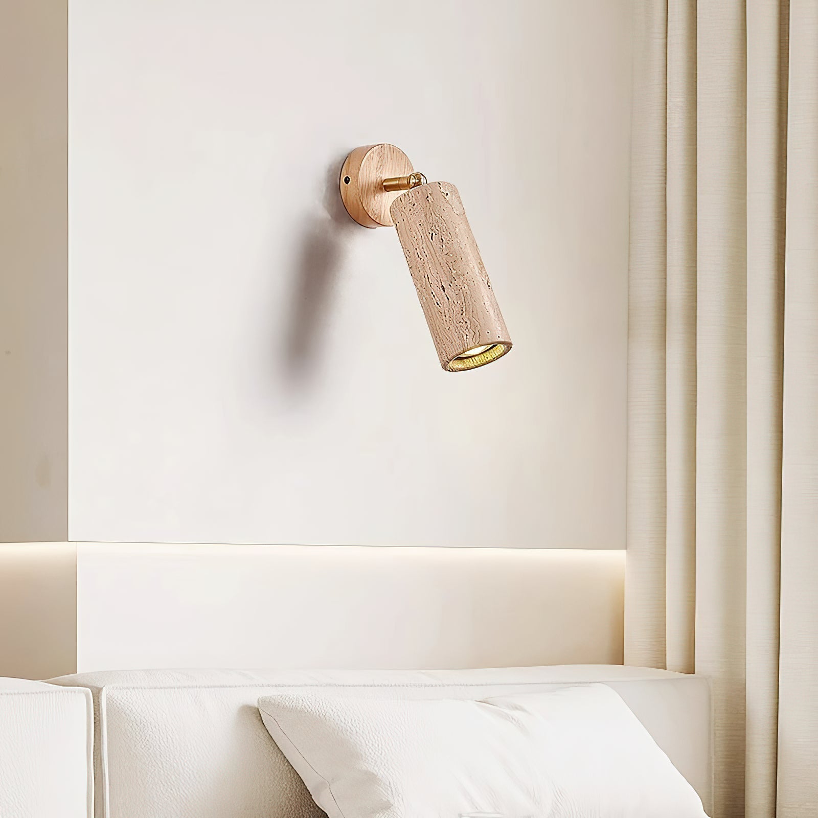 Arvararae Modern Minimalist Wooden Travertine Wall Lamp - Lamp Copper