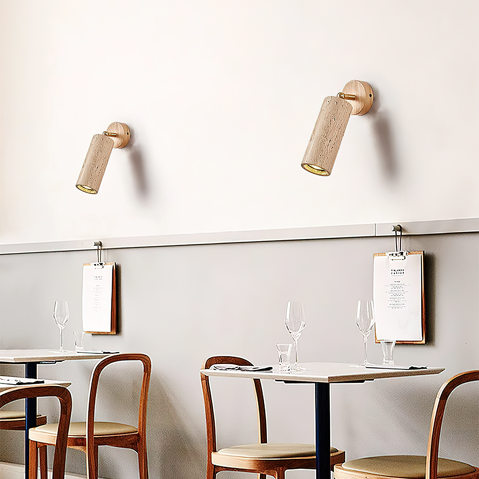 Arvararae Modern Minimalist Wooden Travertine Wall Lamp - Lamp Copper