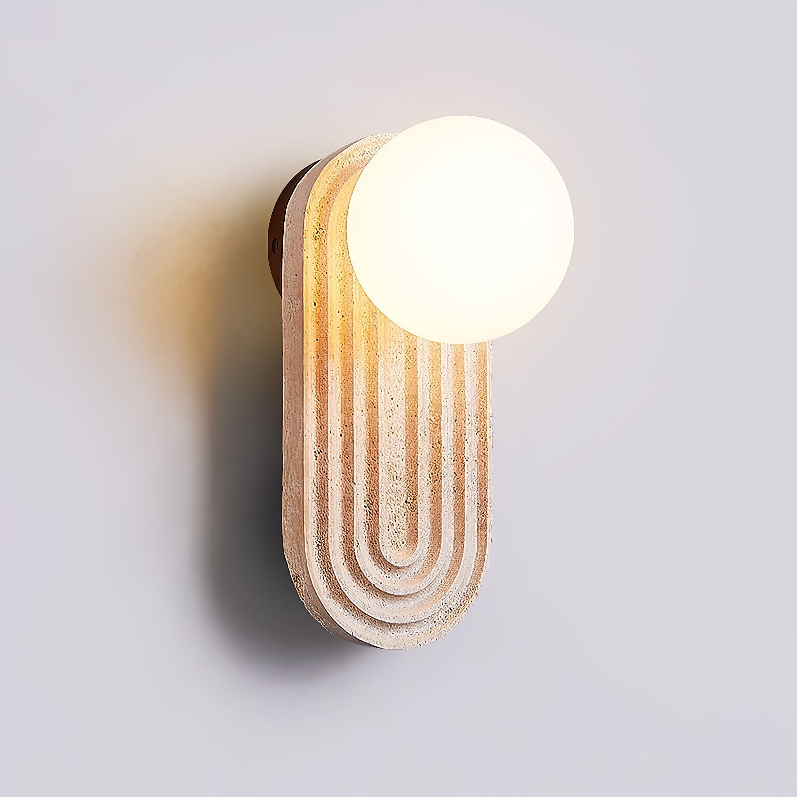 Elvelos Modern Minimalist Travertine Glass Wall Lamp - Lamp Copper