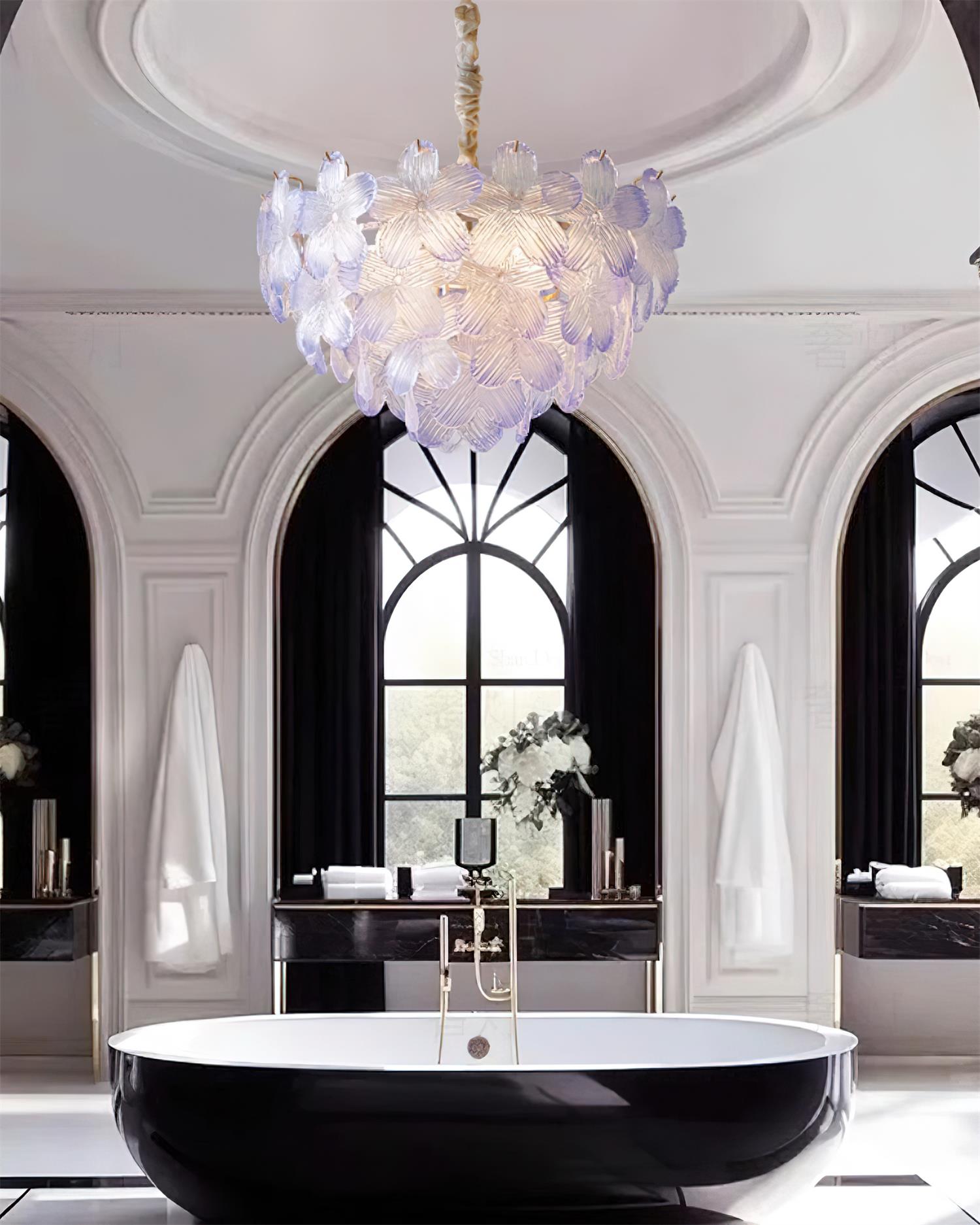 Cavine Lustre en verre rose en forme de fleur - Neutralighting