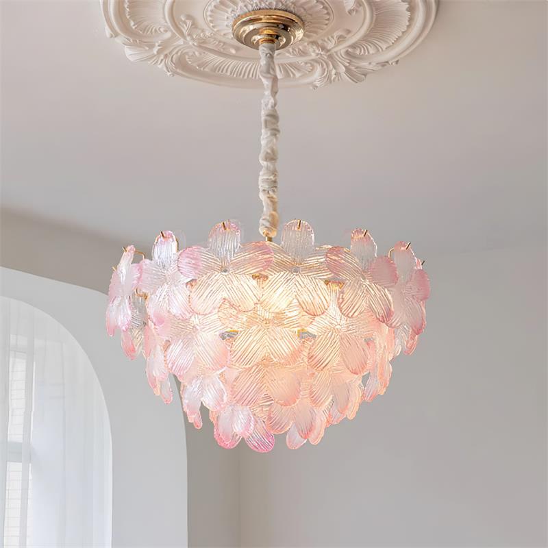 Cavine Lustre en verre rose en forme de fleur - Neutralighting
