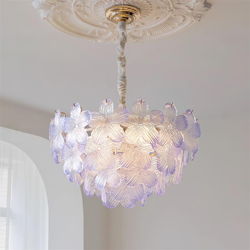 Cavine Lustre en verre rose en forme de fleur - Neutralighting