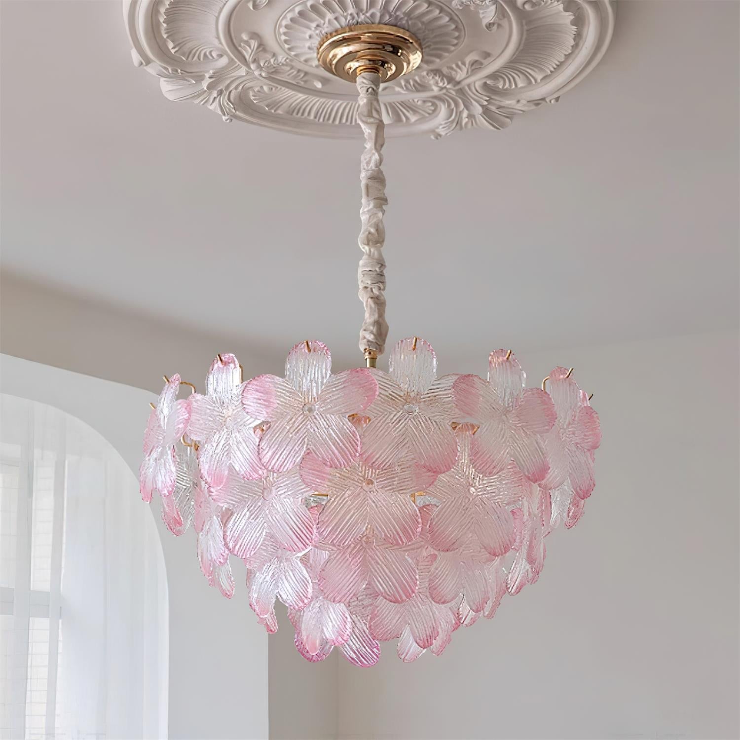 Cavine Lustre en verre rose en forme de fleur - Neutralighting