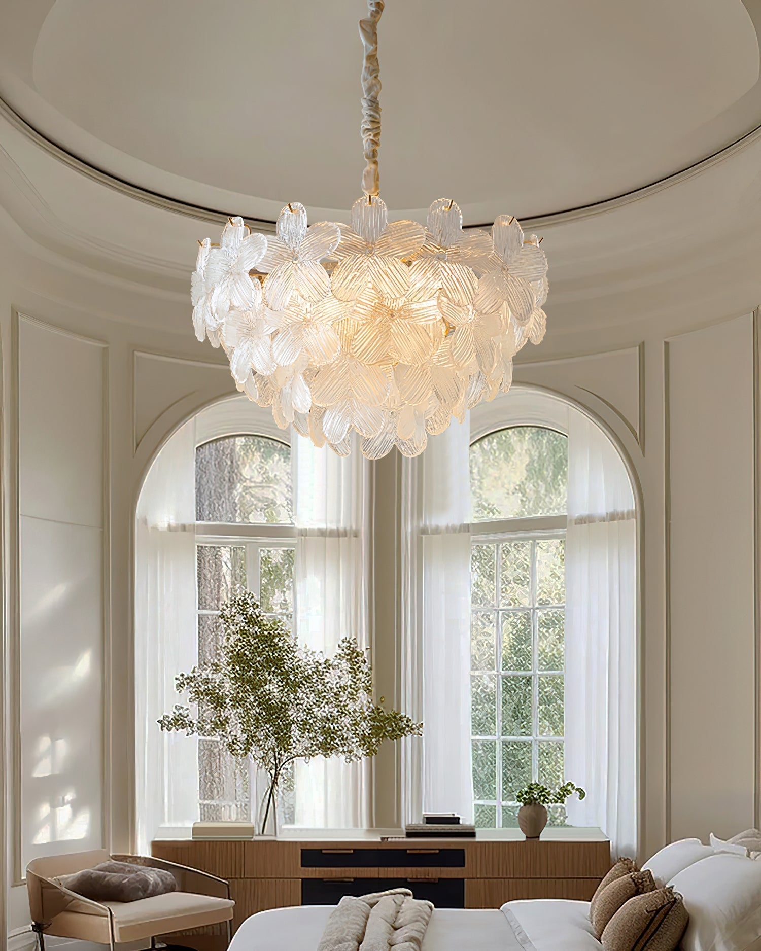 Cavine Lustre en verre rose en forme de fleur - Neutralighting