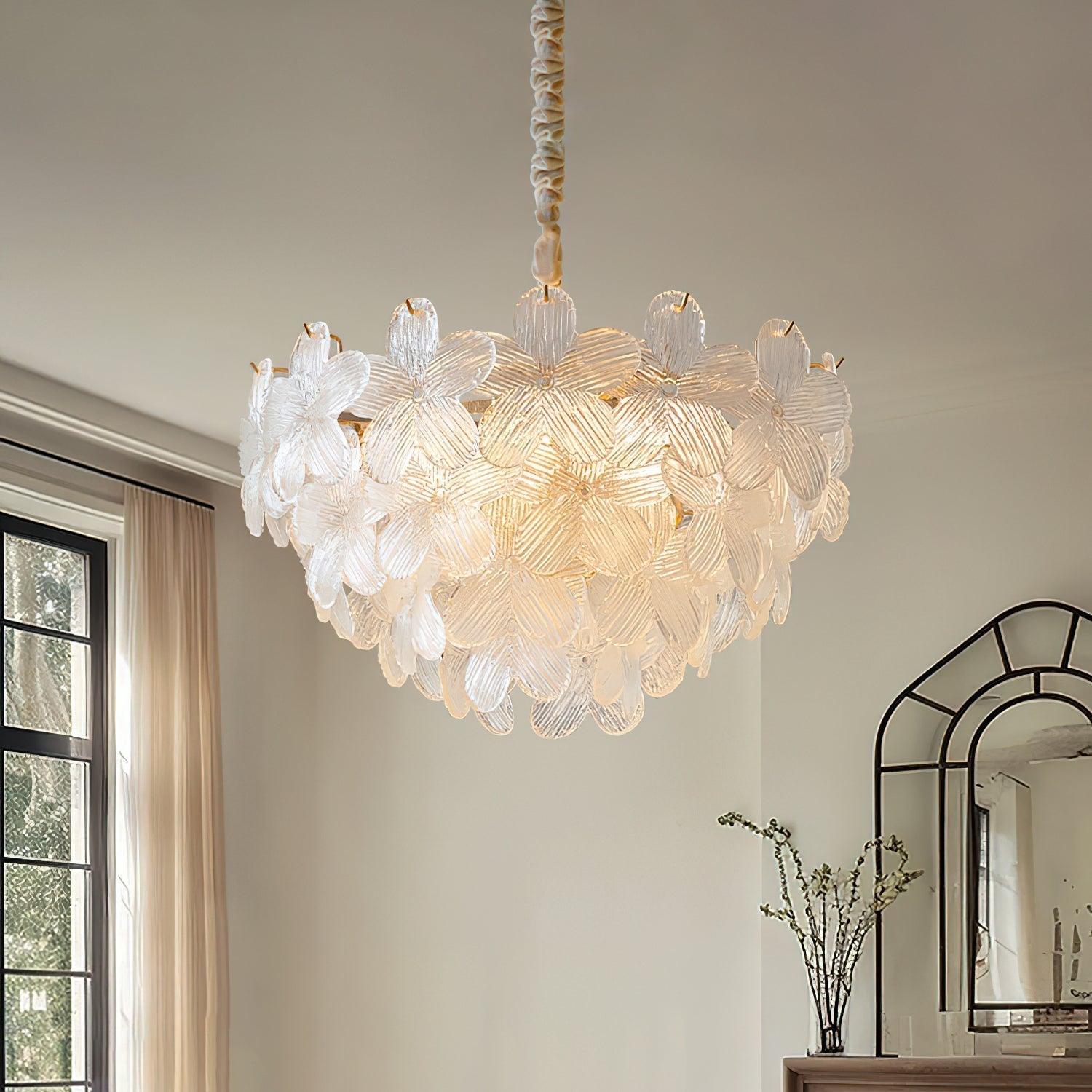 Cavine Lustre en verre rose en forme de fleur - Neutralighting