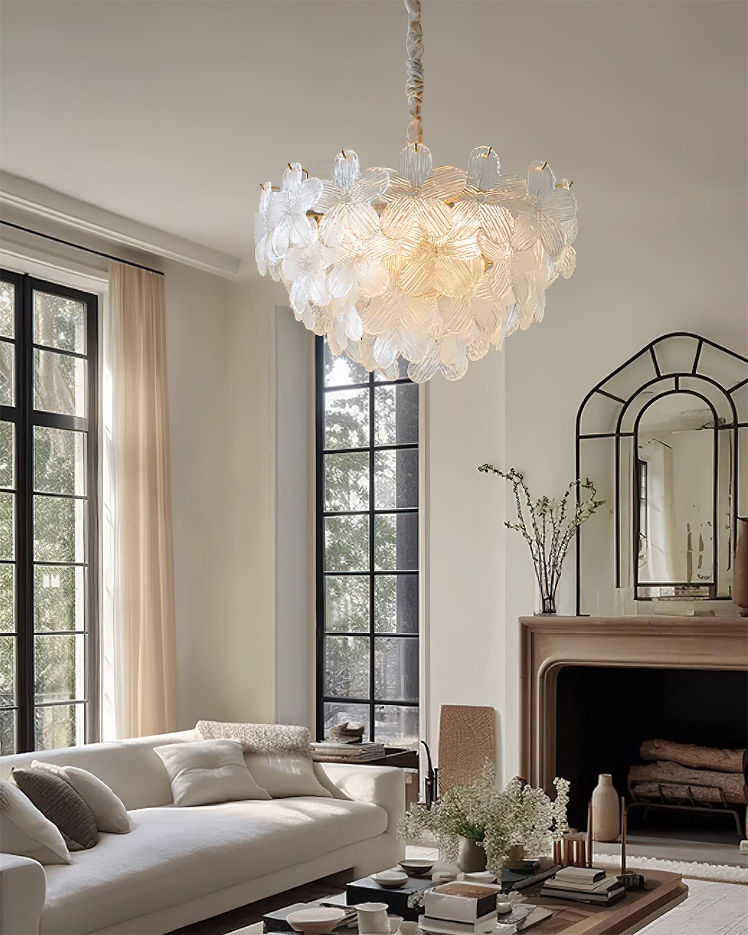 Cavine Lustre en verre rose en forme de fleur - Neutralighting
